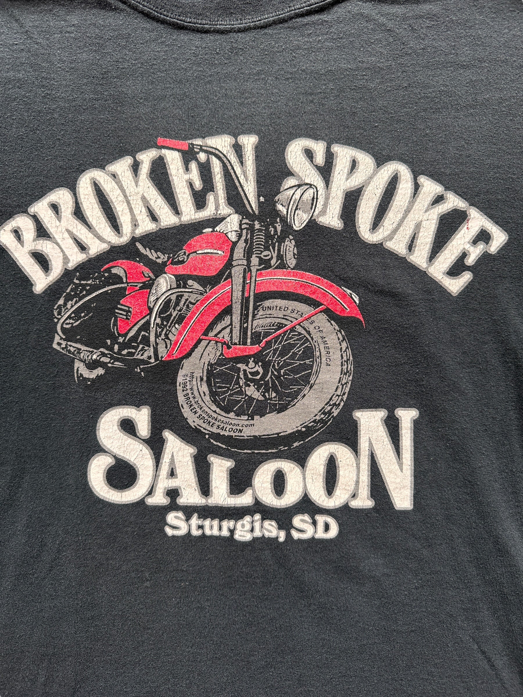 front graphic of Vintage Broken Spoke Saloon Sturgis Tee SZ L