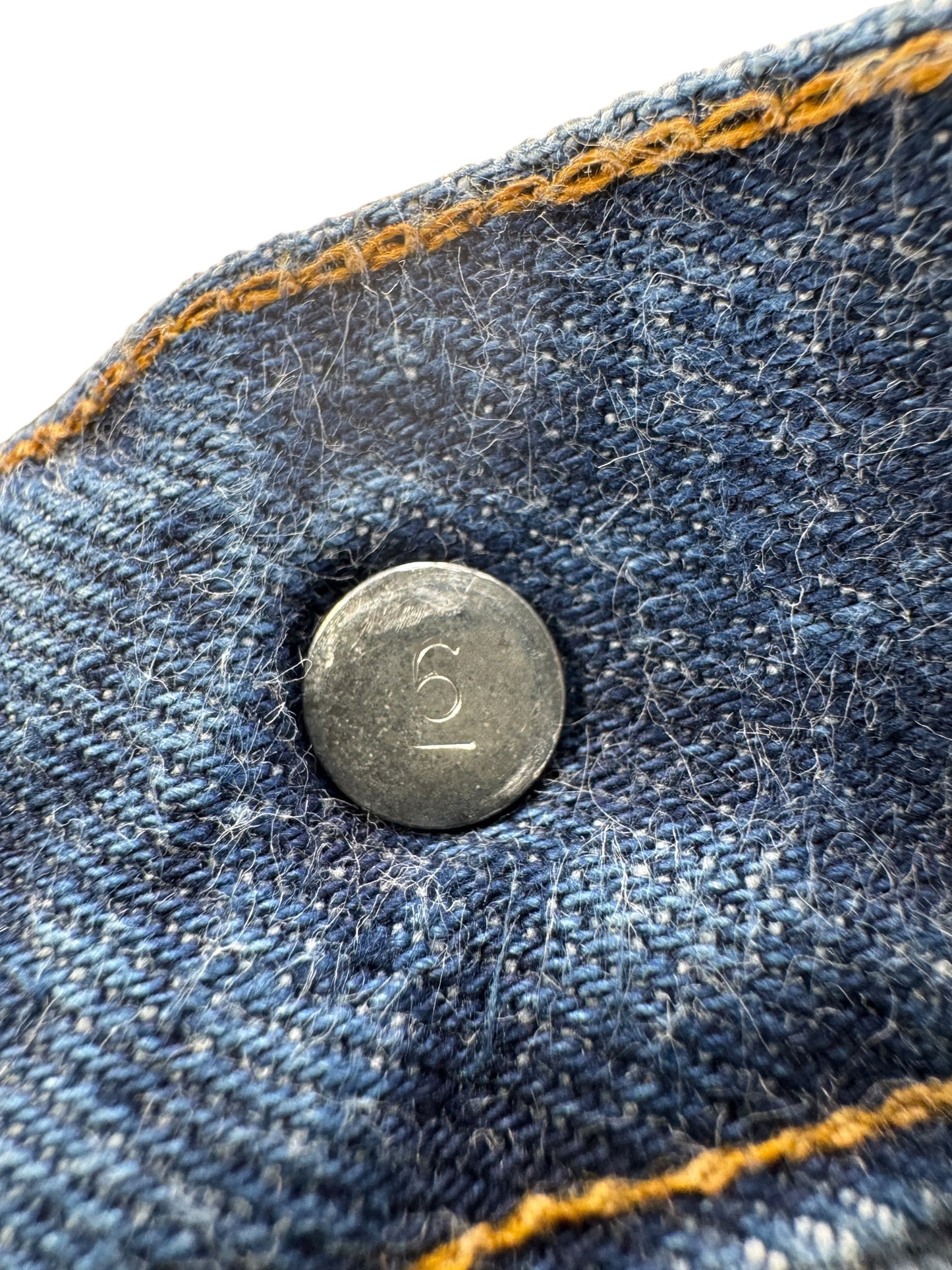 Button Stamp on Vintage MIUSA Levi's 501 Redline Jeans W29