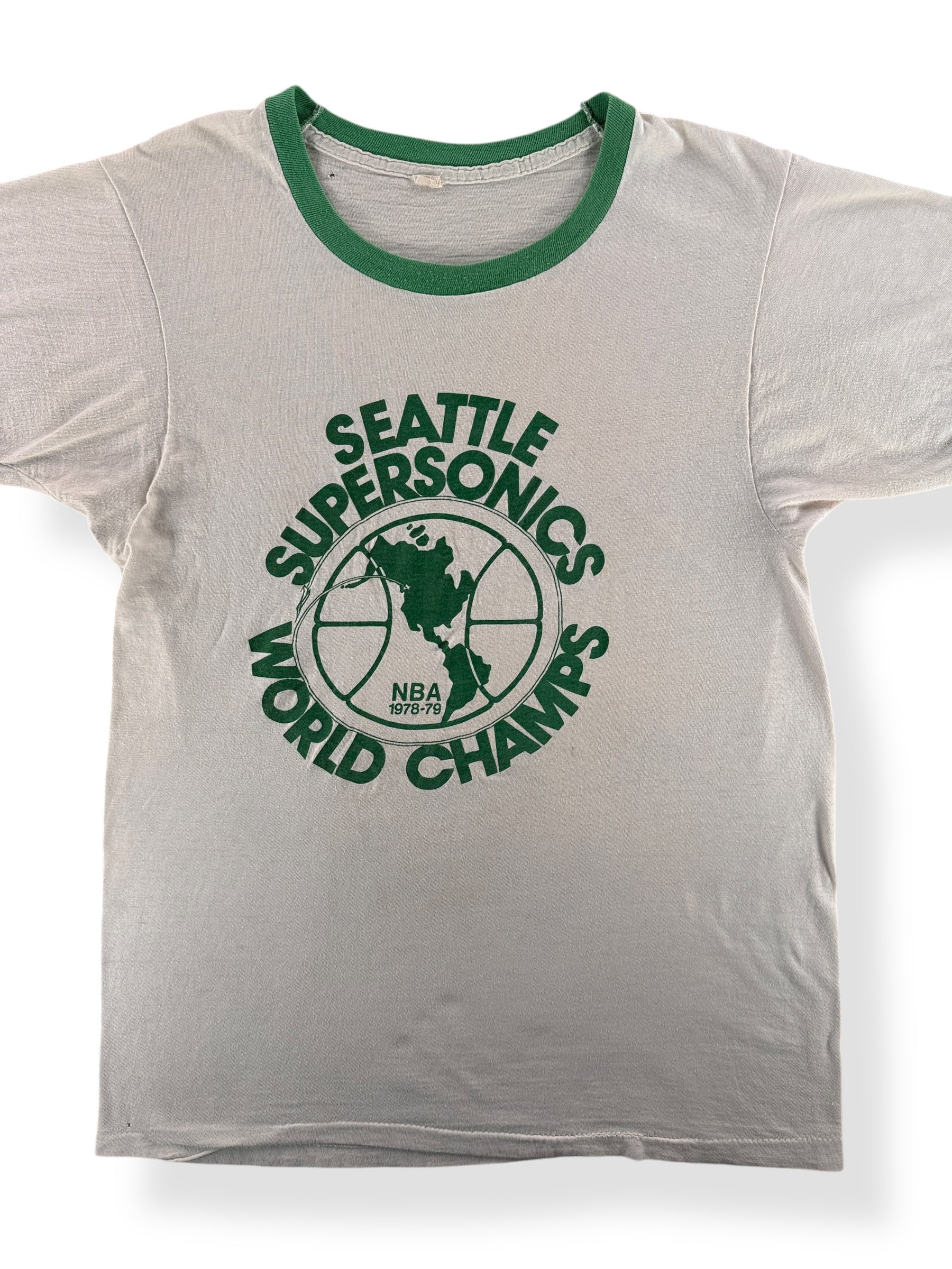 Front Close Up of Vintage Sonics World Champs '79 Ringer Tee SZ S