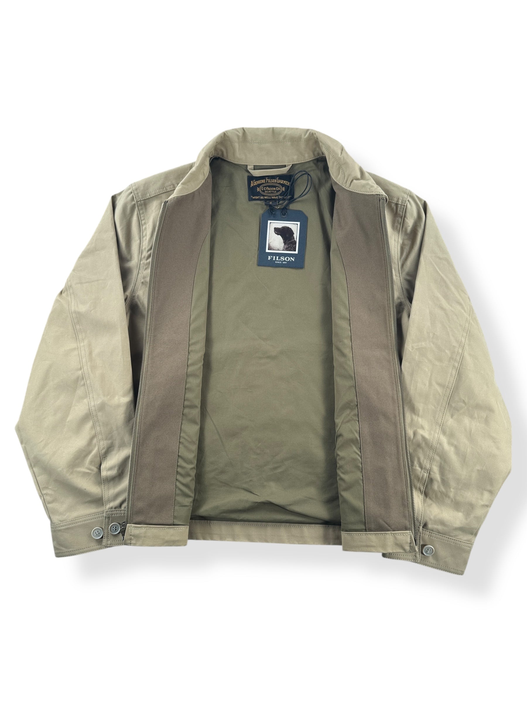 Inside of NWT Tan Filson Ranger Crewman Jacket SZ M