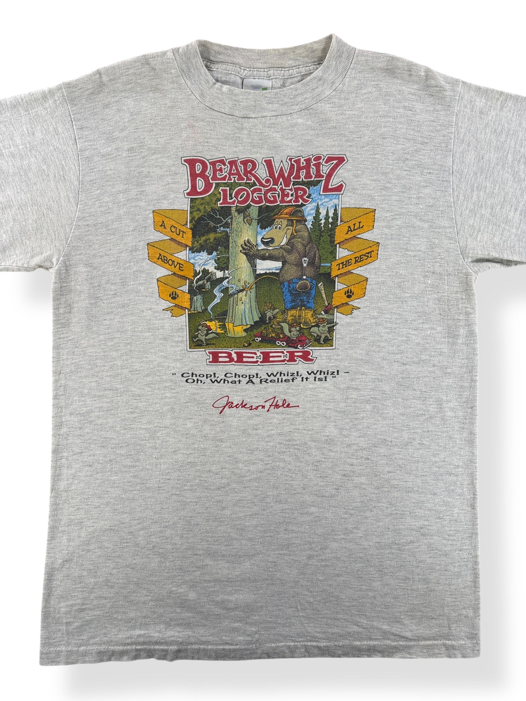 Front Close Up of Vintage Bear Whiz Tee SZ L (Fits M/L)