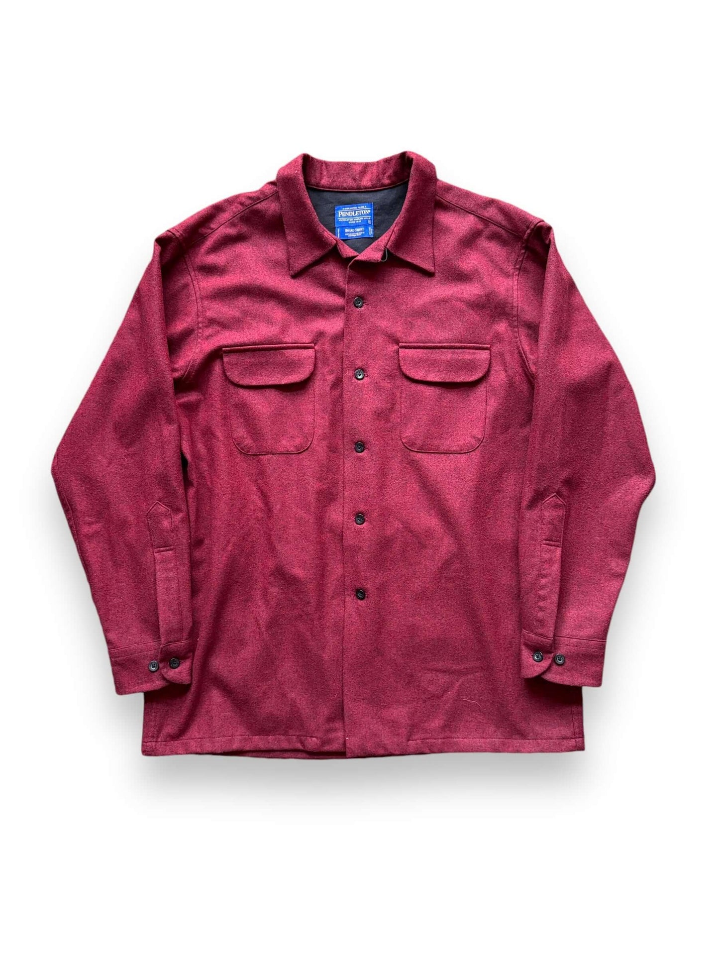 Front View of Vintage Maroon Pendleton Wool Board Shirt SZ L