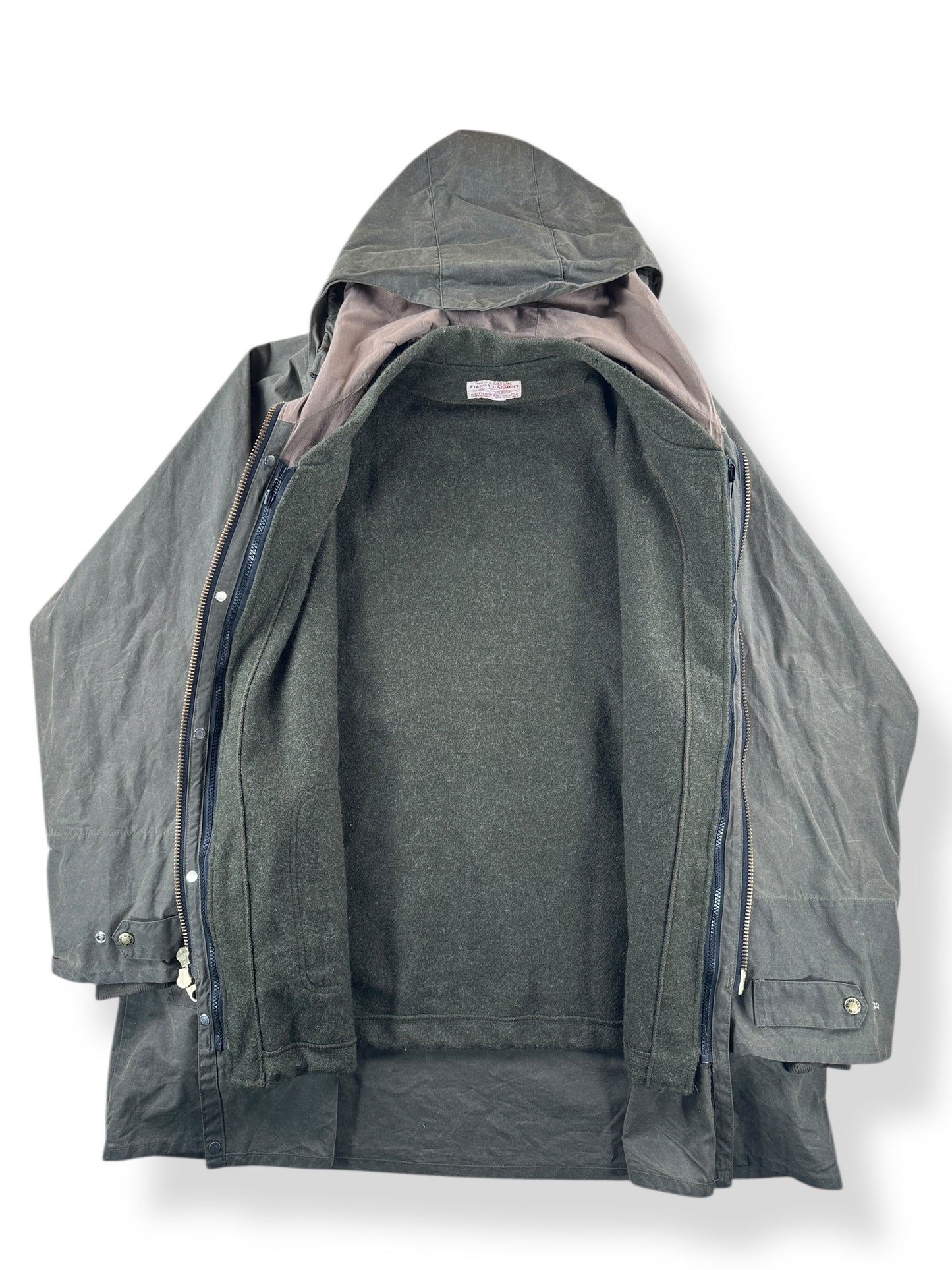 Inside of Vintage Filson All Season Rain Coat SZ XXL