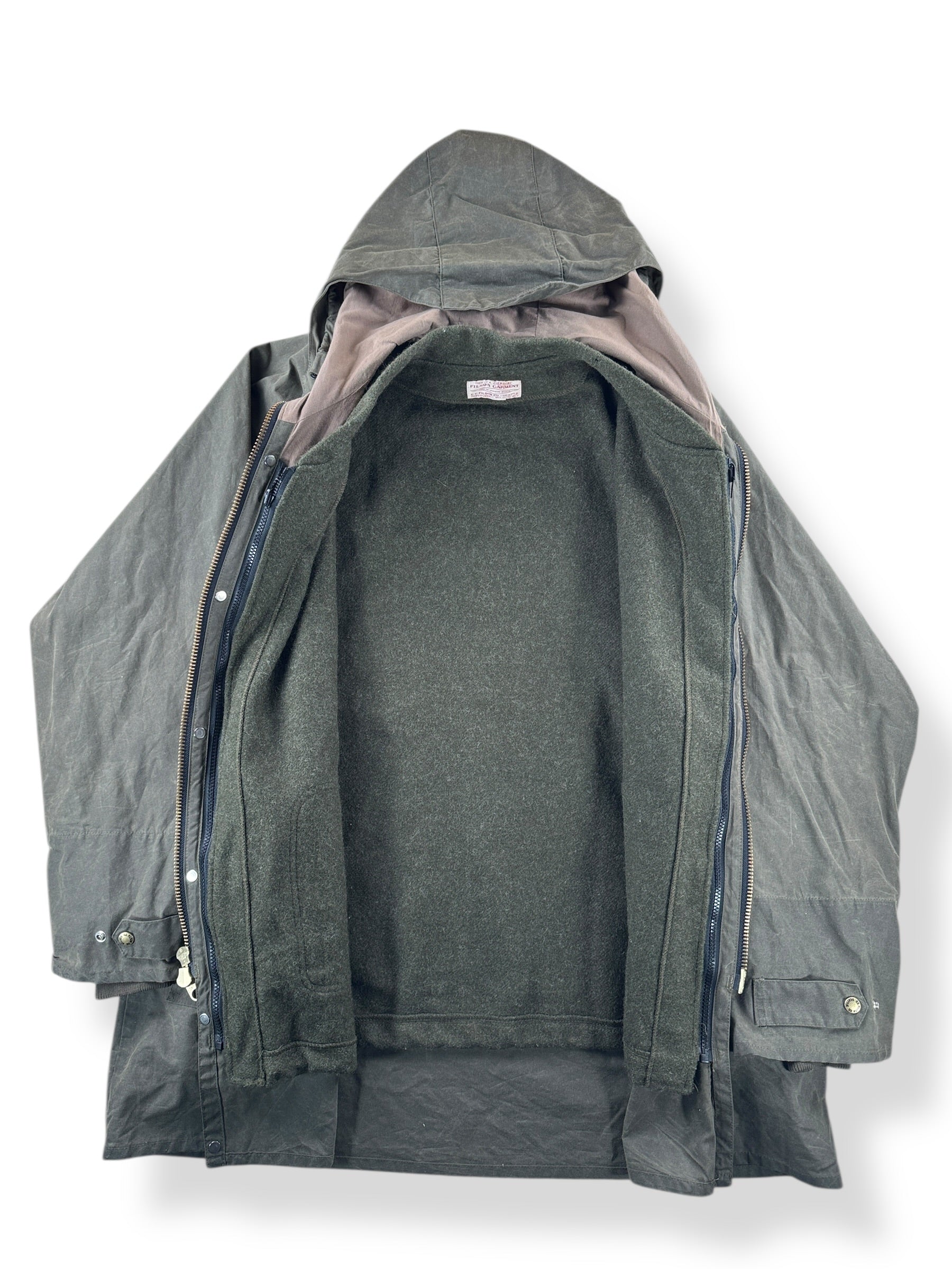 Inside of Vintage Filson All Season Rain Coat SZ XXL