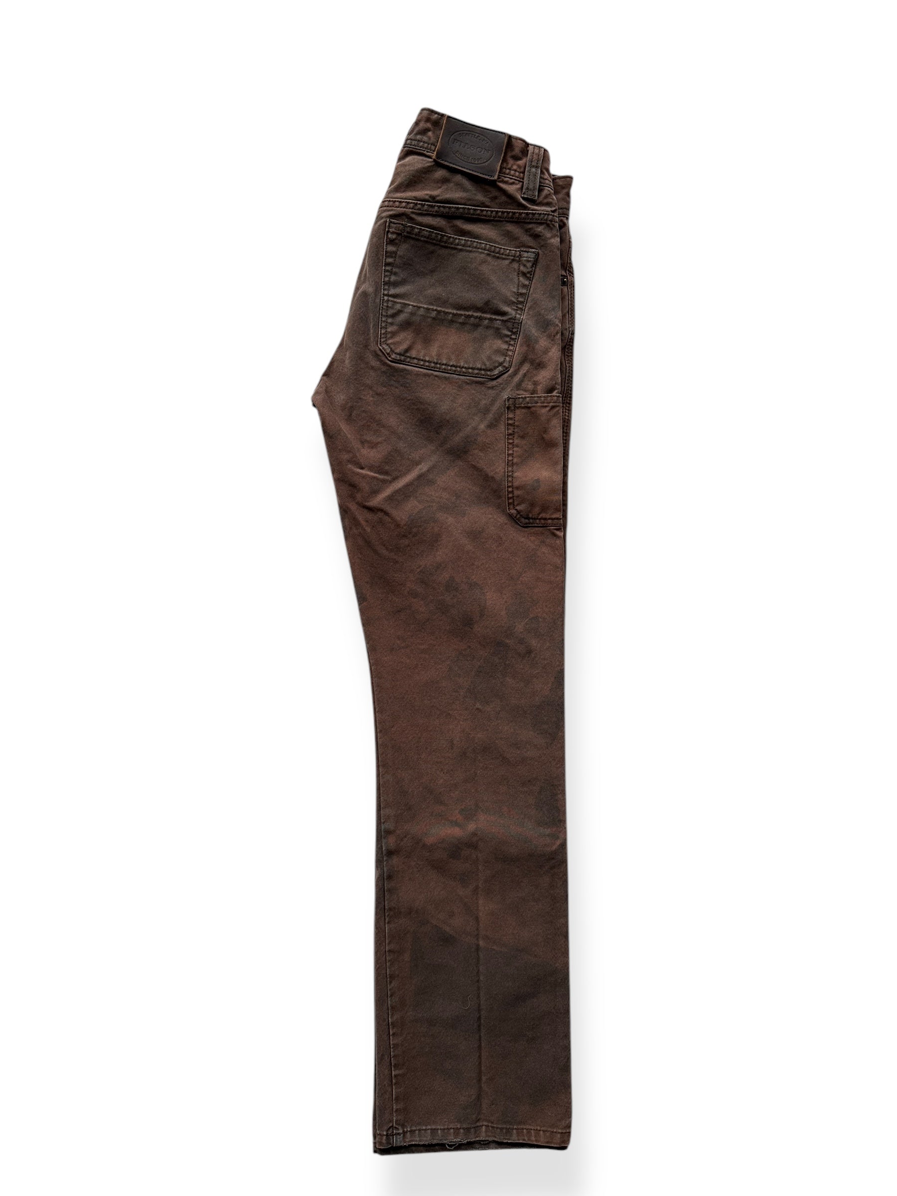 Unfolded Vintage Filson Brown Bleach Stained Double Knee Trousers W30