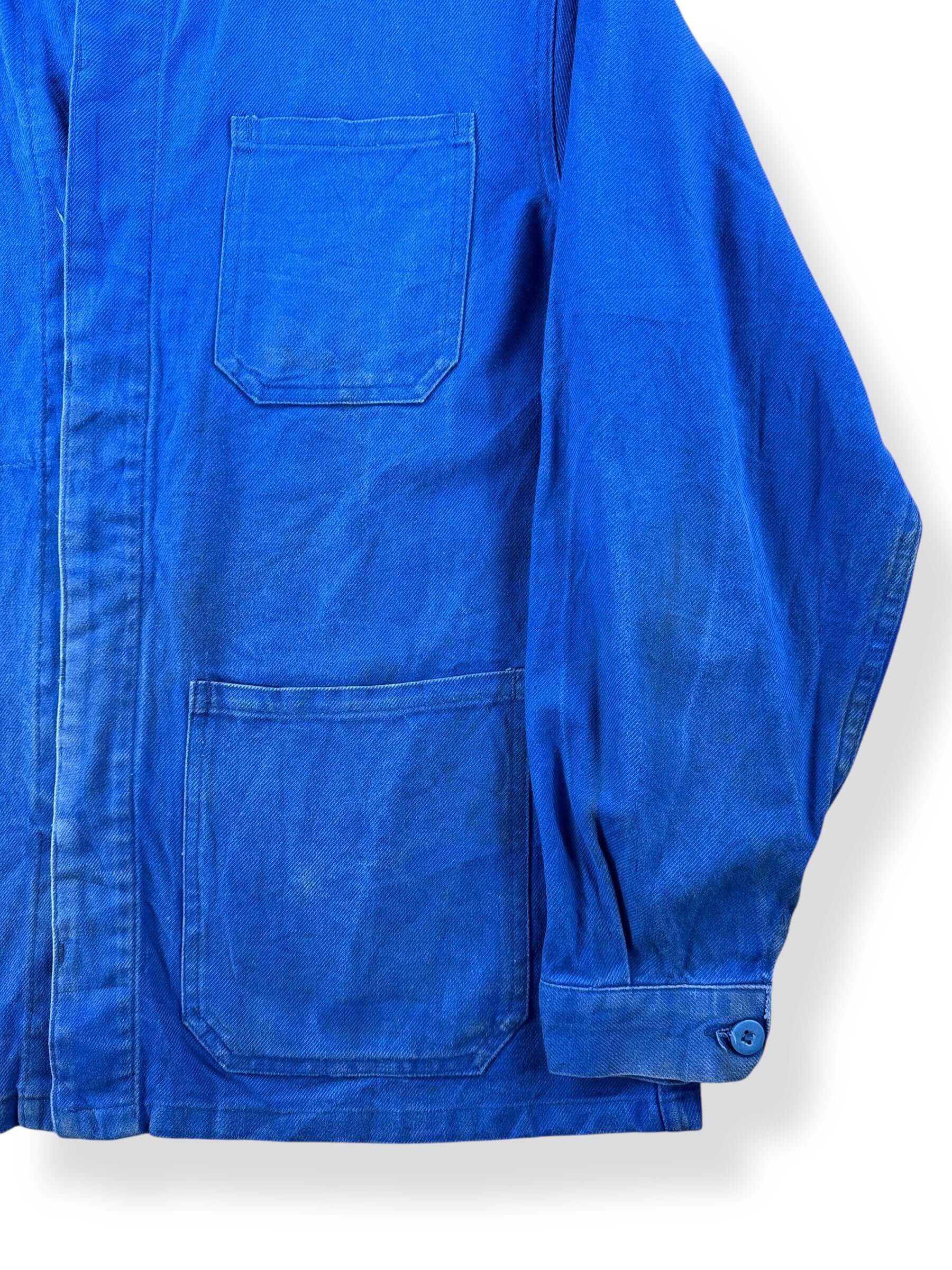 Sleeve of Vintage Royal Blue French Chore Coat SZ M