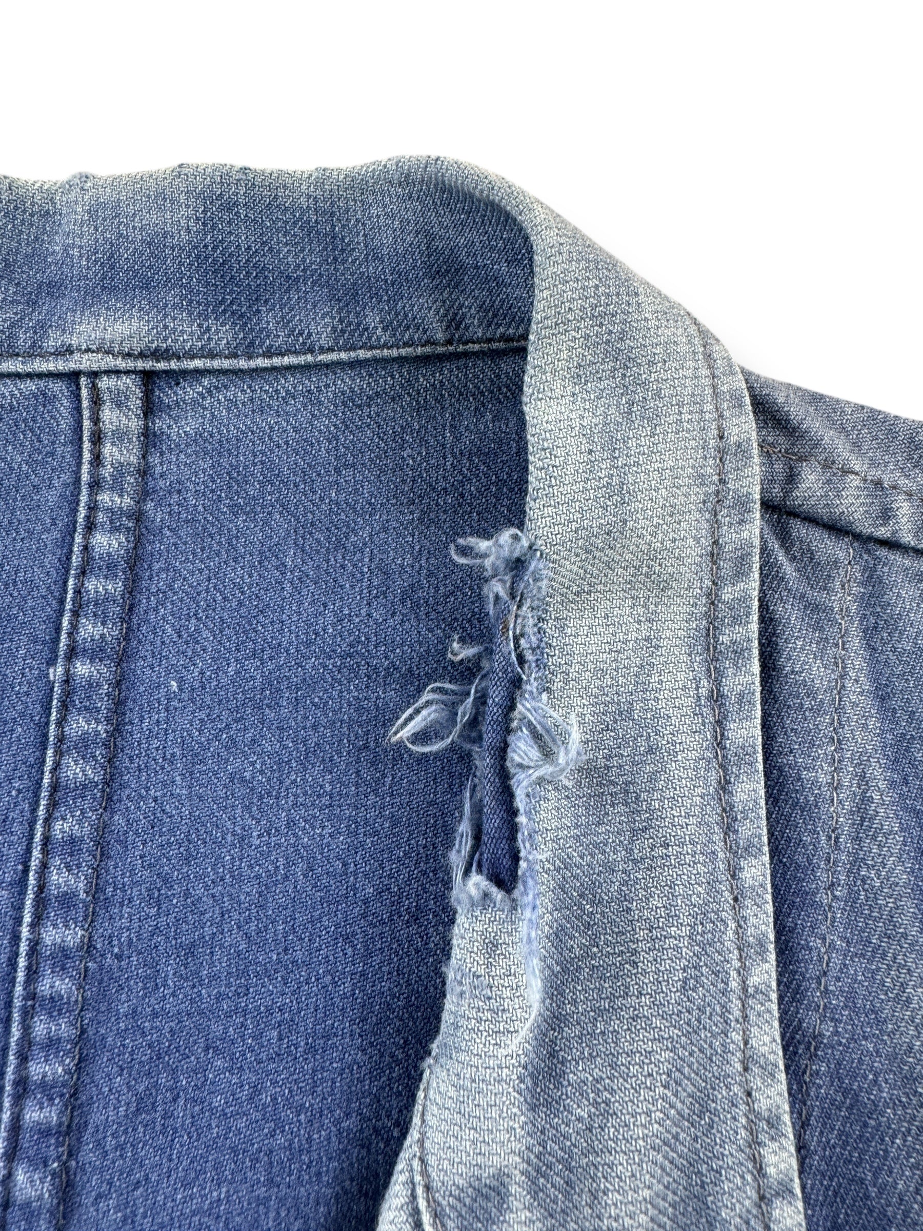 Hole on Collar of Vintage Sunfaded 50's Era French Chore Coat SZ XL