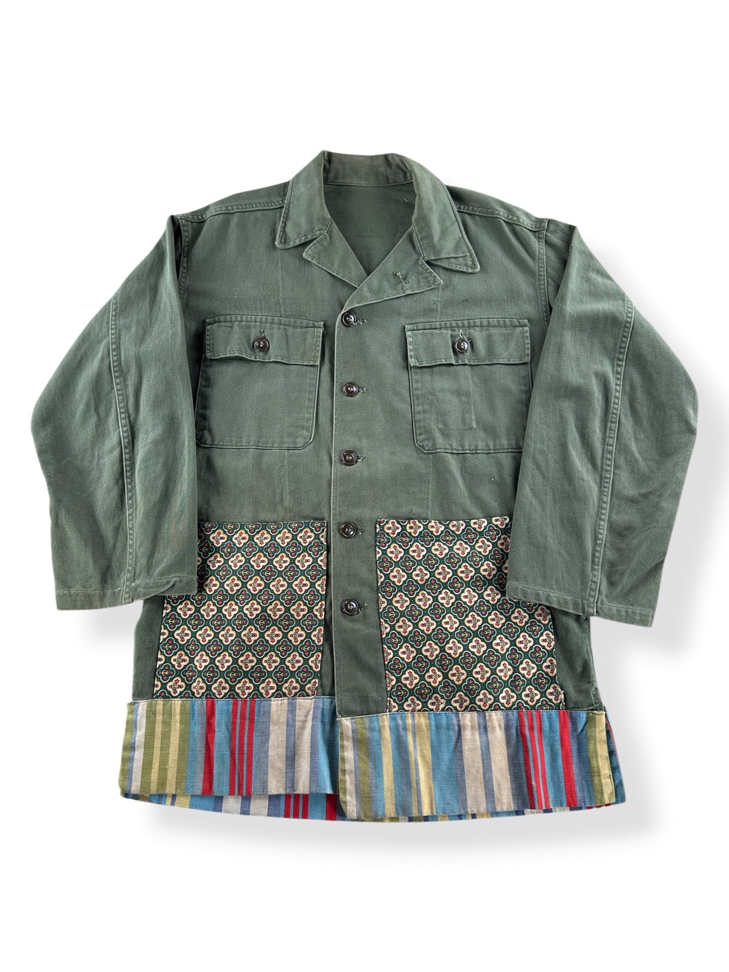 Front of Vintage 50s Korean Era Modified Military Shirt SZ S