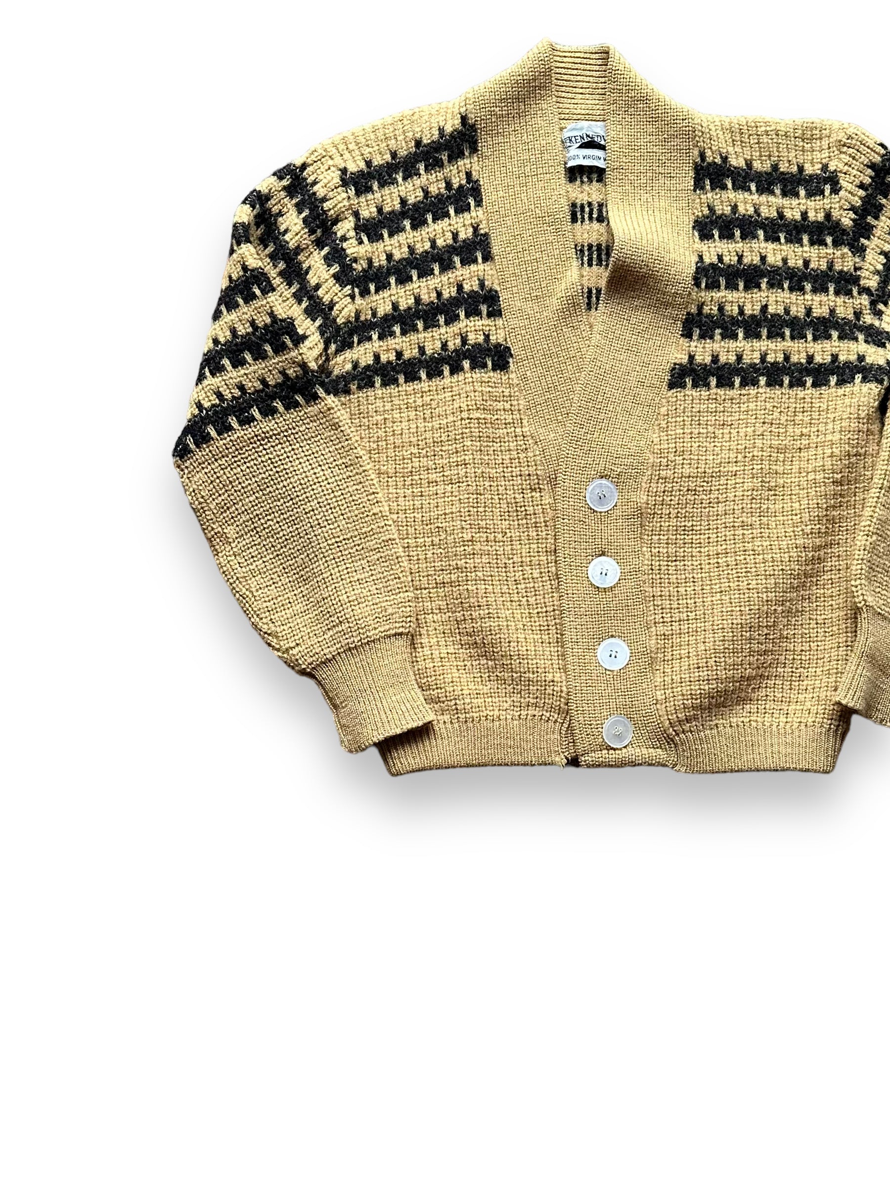 Front Right View of Vintage Kennedys Wool Sweater SZ L | Vintage Cardigan Sweaters Seattle | Barn Owl Vintage Seattle