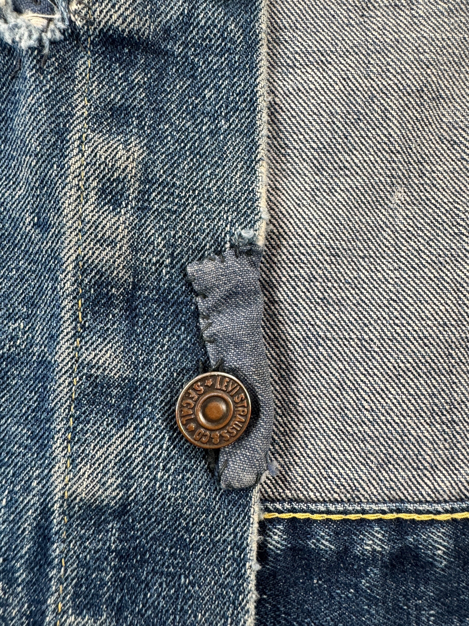 Repair on Vintage 1960s Era Levis Big E 557 Trucker Jacket SZ 40