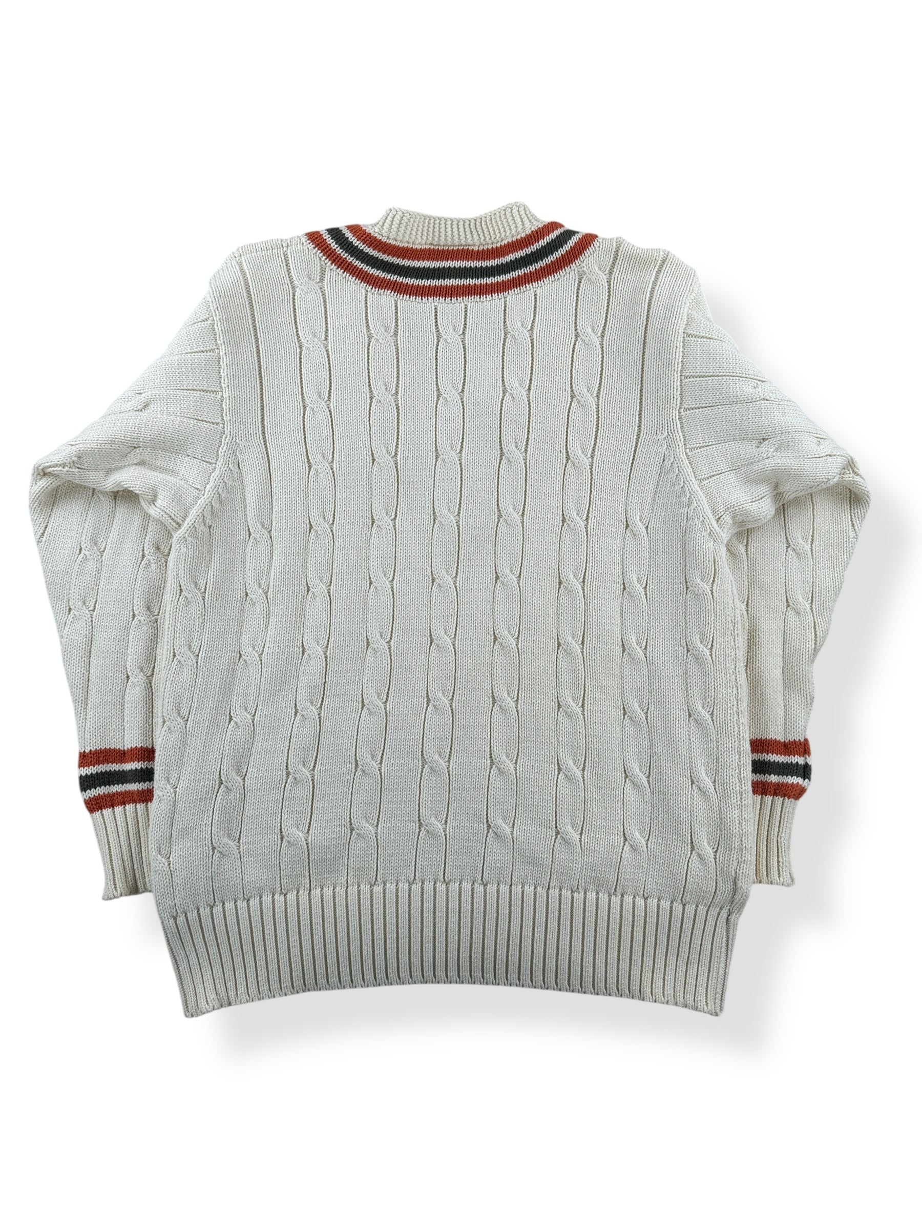 Back of Made in England New Republic Cotton Cable Knit Sweater SZ M