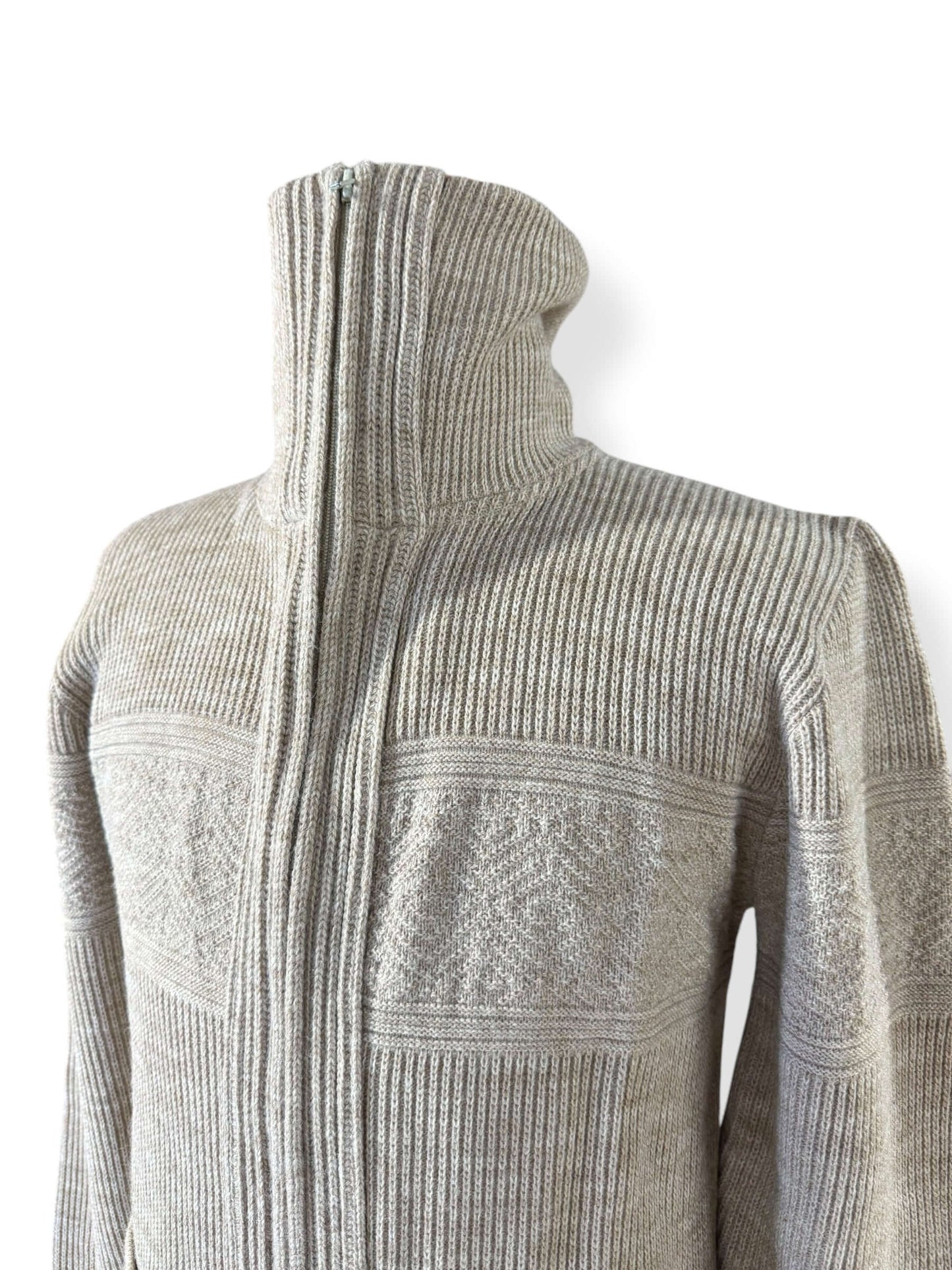 Side view of 1970s Clipper Mist Zip Up Grandpa Sweater M