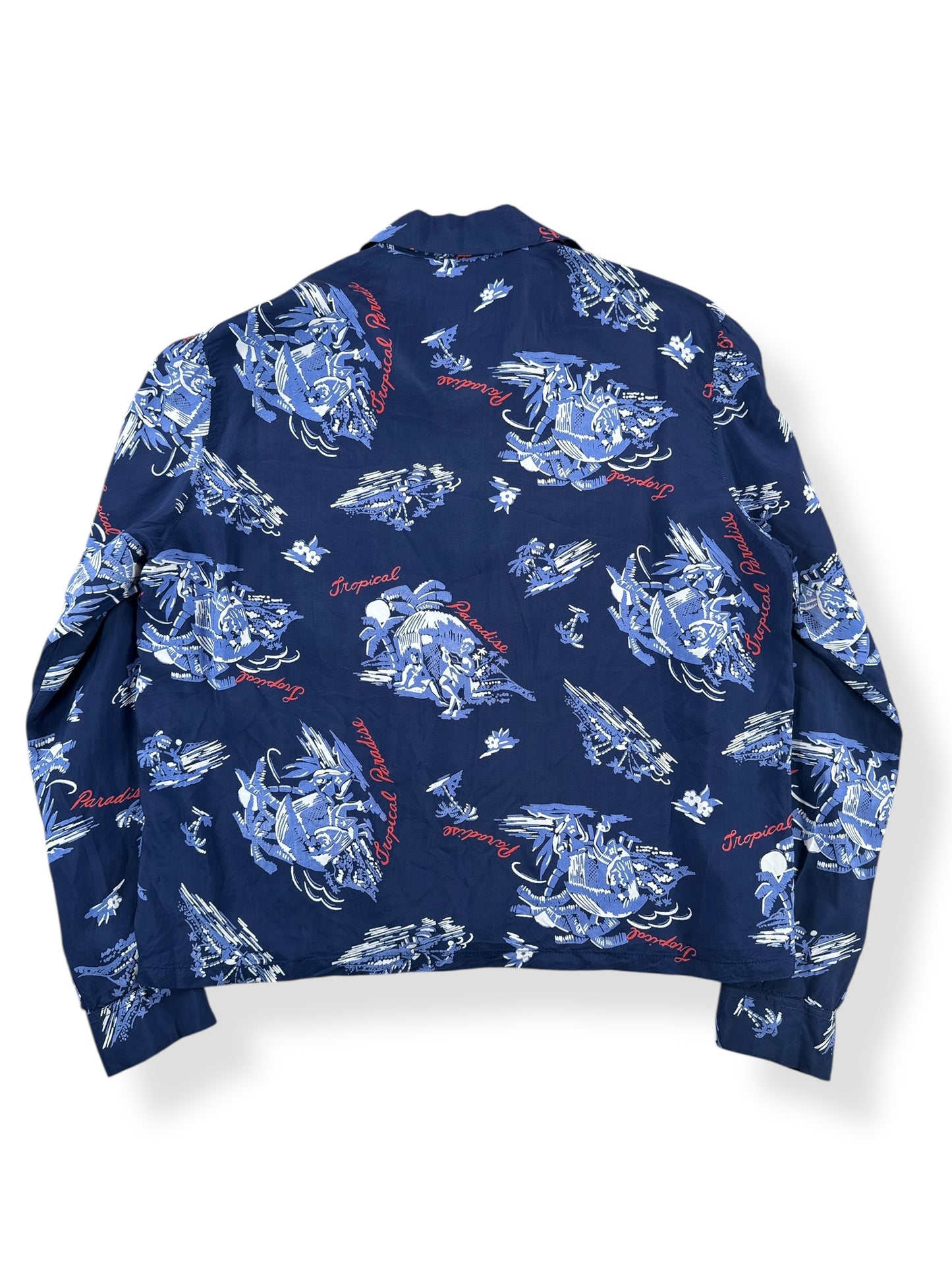 Back of Vintage Long Sleeve Driftwood Aloha Shirt SZ L
