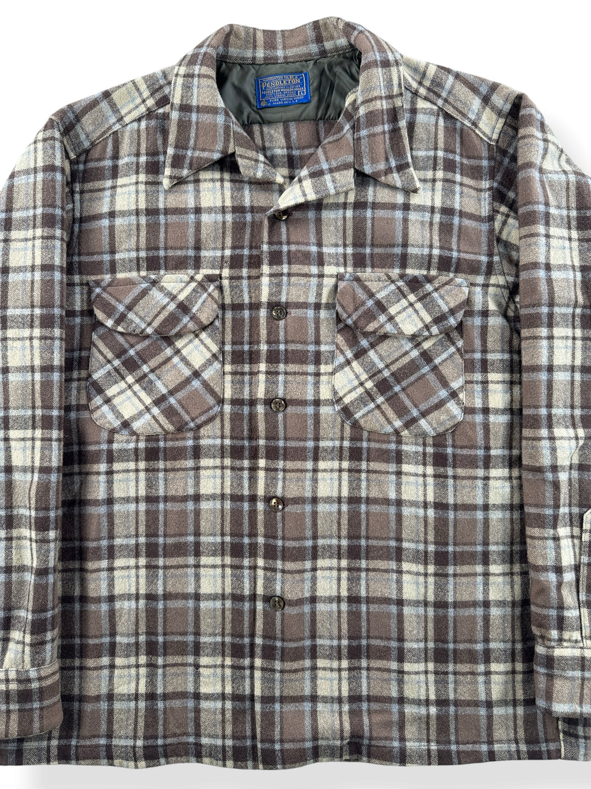 Close-up of Vintage Pendleton Brown Board Shirt SZ L