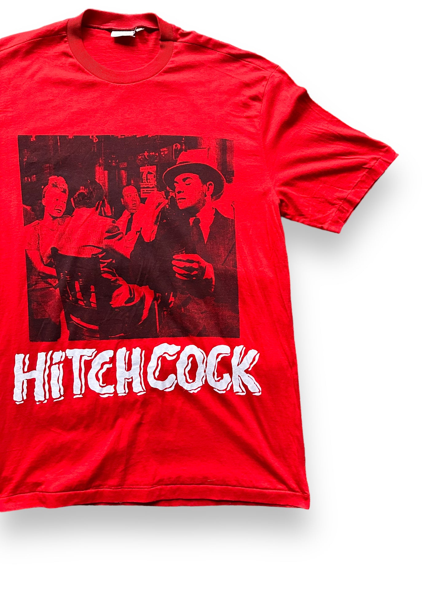 Front Left View of Vintage Alfred Hitchcock Tee SZ L | Vintage Hitchock T-Shirt Seattle | Barn Owl Vintage Tees Seattle