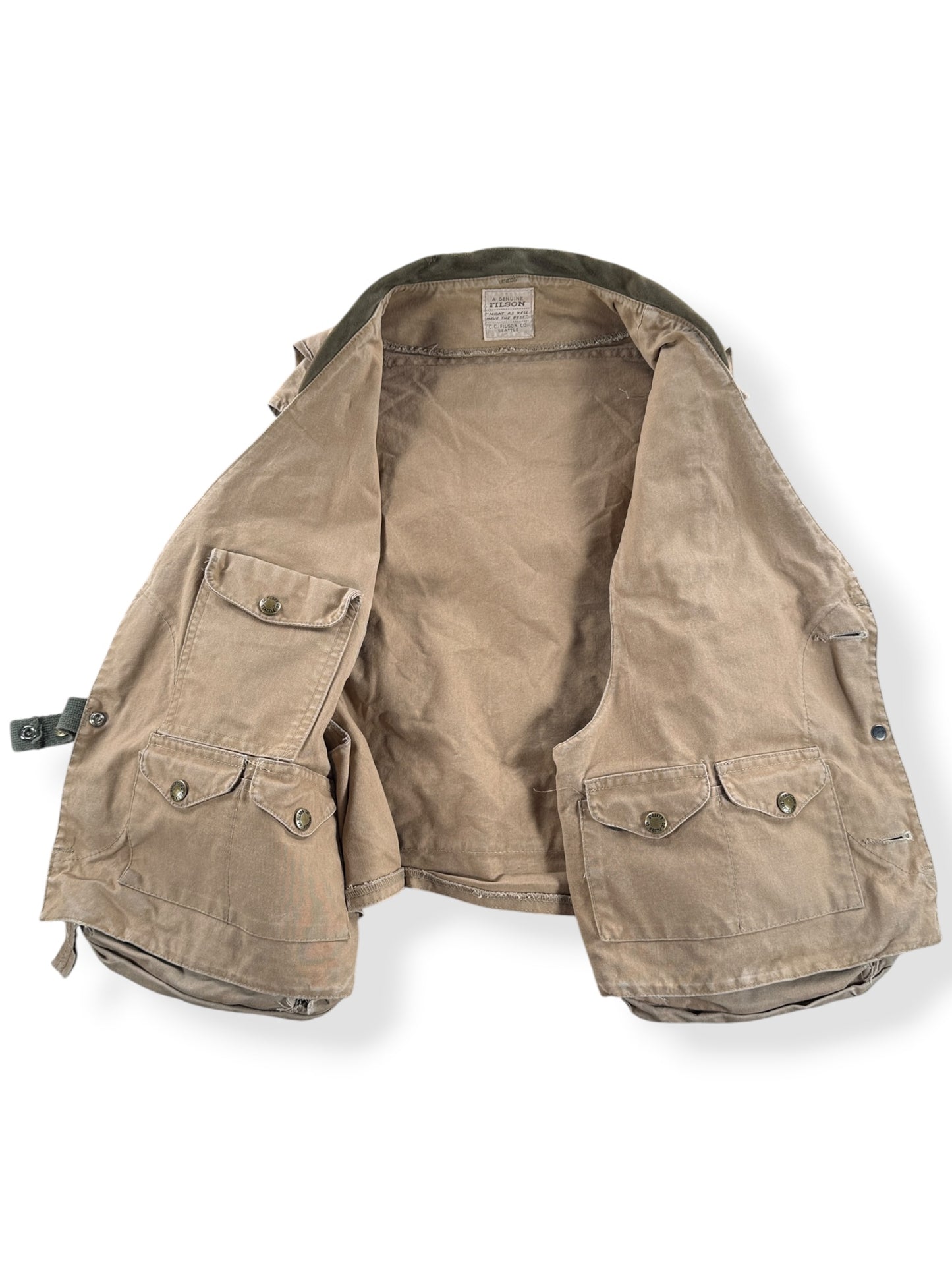 Inside of Vintage Filson Fishing Vest SZ XL