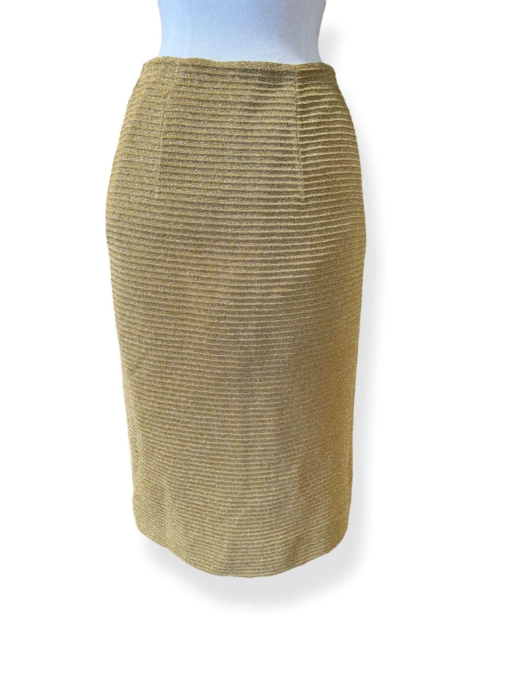 Back view of 1950s Gold Lurex Pencil Skirt M