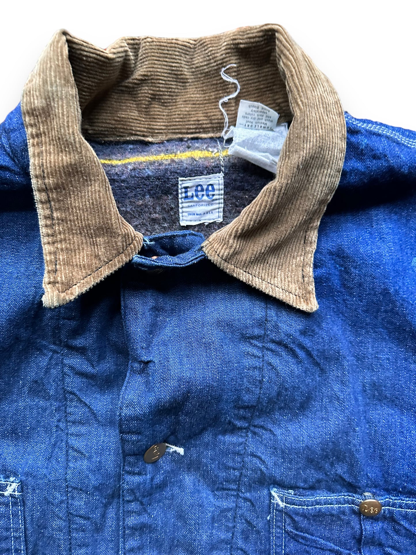 Collar and Tags on Vintage Blanket Lined Lee Chore Coat SZ XXL | Vintage Denim Seattle | Barn Owl Vintage Seattle