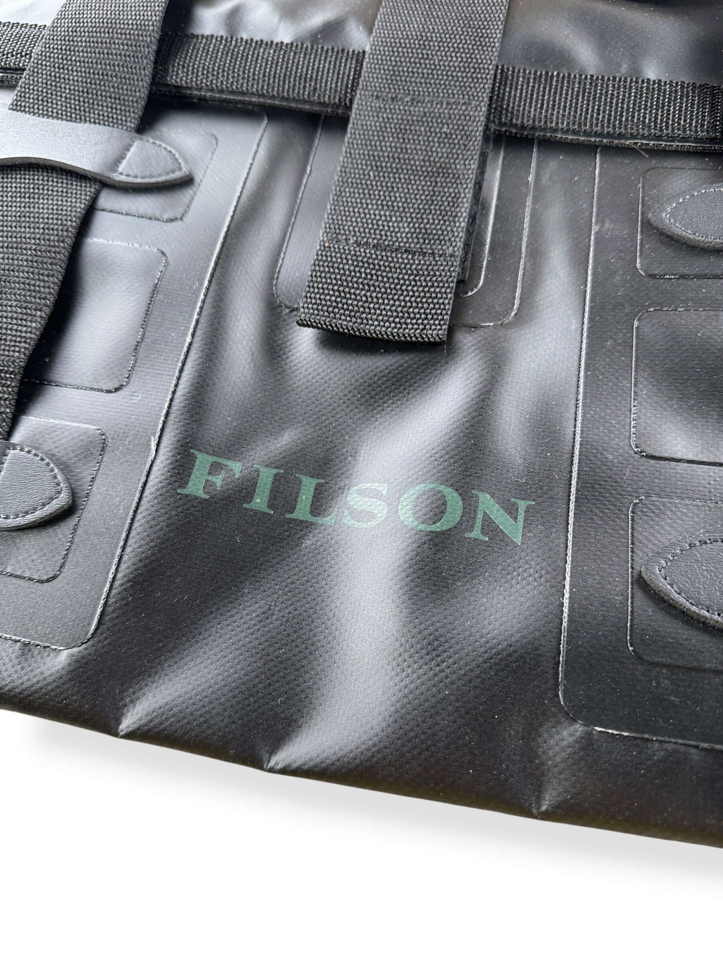 Filson logo on front of Filson Dry Duffel Small Design Production Sample