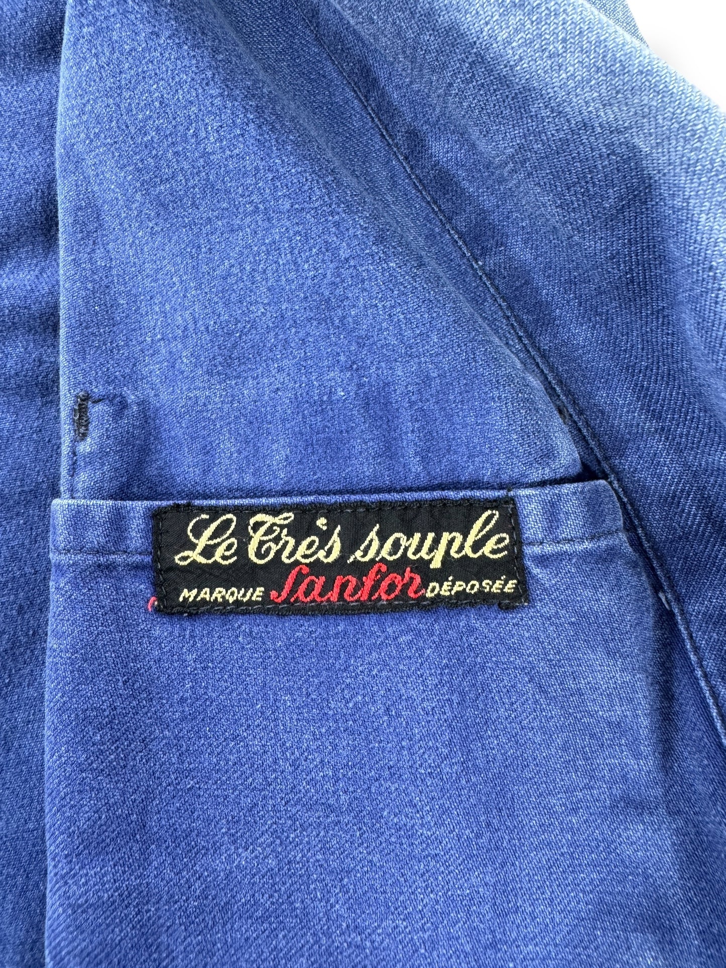 Label on Vintage Sunfaded 50's Era French Chore Coat SZ XL