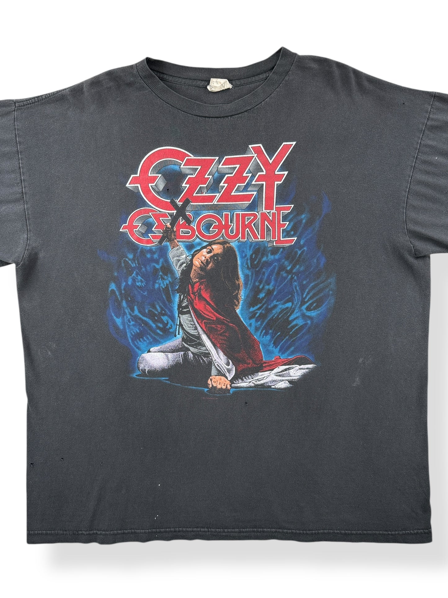 Front Close Up of Vintage Ozzy Blizzard of Ozz Tee SZ XL