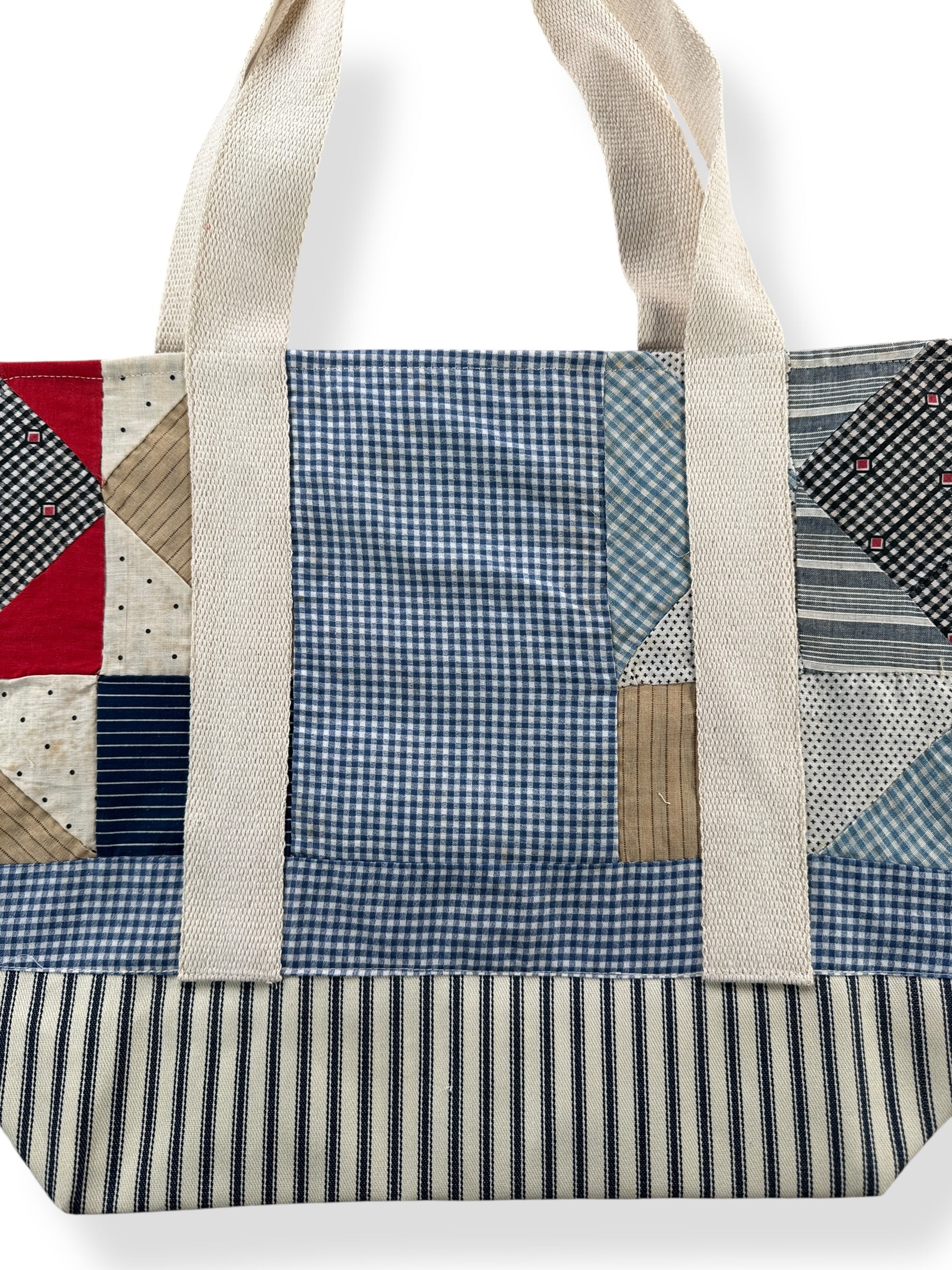 Close Up of Archive Craft X Barn Owl Vintage Quilt Tote Bag