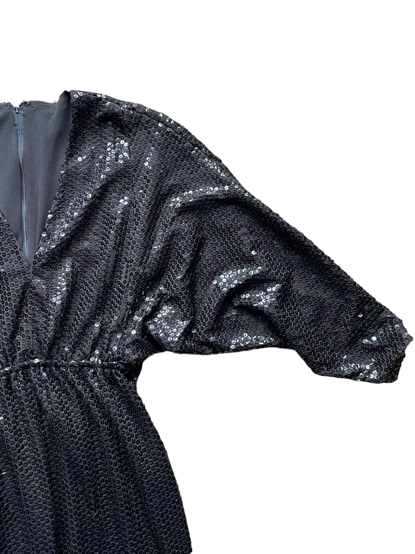 Front left sleeve view of Vintage 1970s Sequin Dress |  Barn Owl Vintage Dresses | Seattle Vintage Ladies Clothing