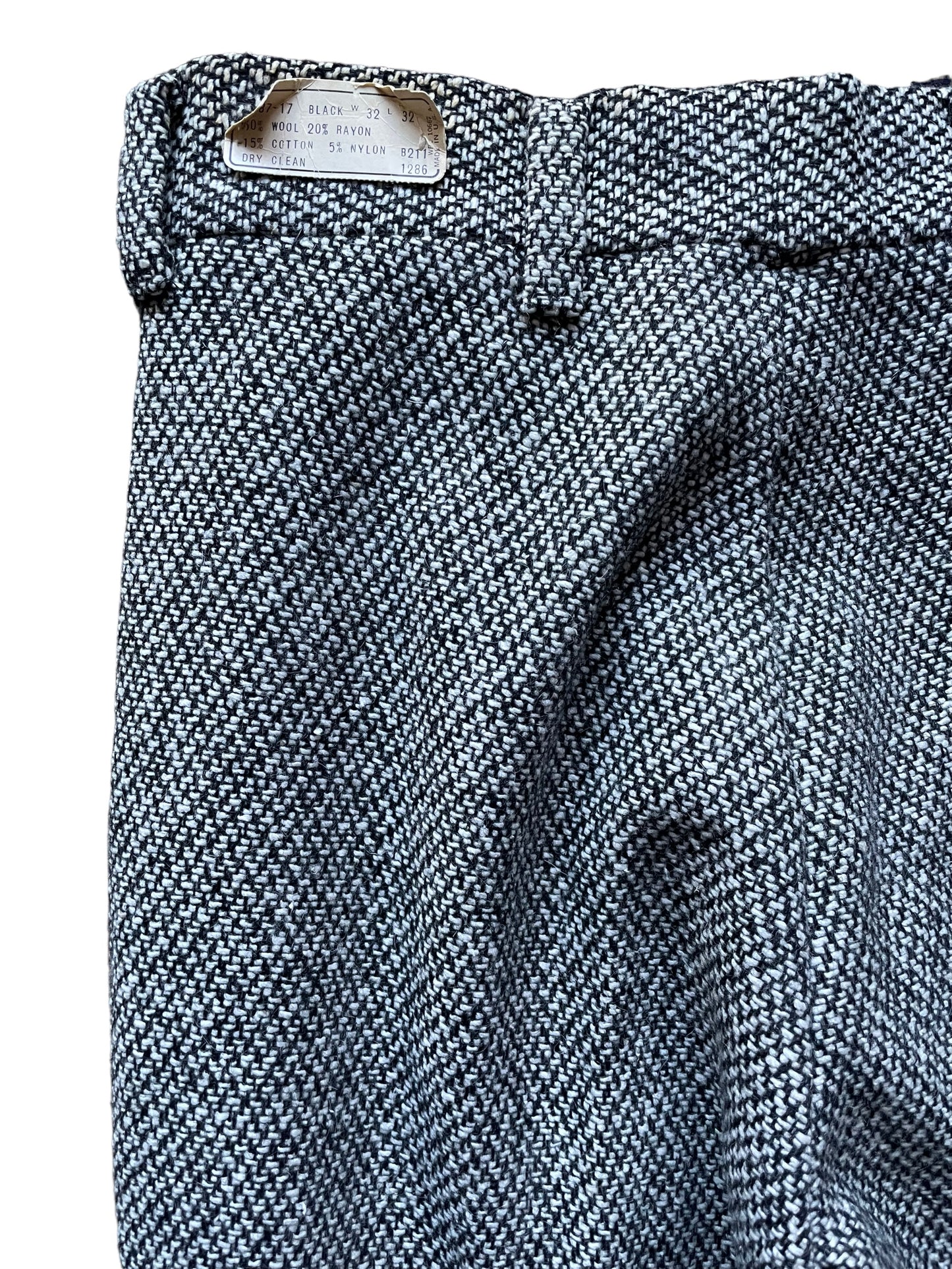 Back left side view of Vintage 1970s Deadstock Wool Blend Tweed Trousers W30 | Barn Owl Vintage Seattle | Vintage Trousers