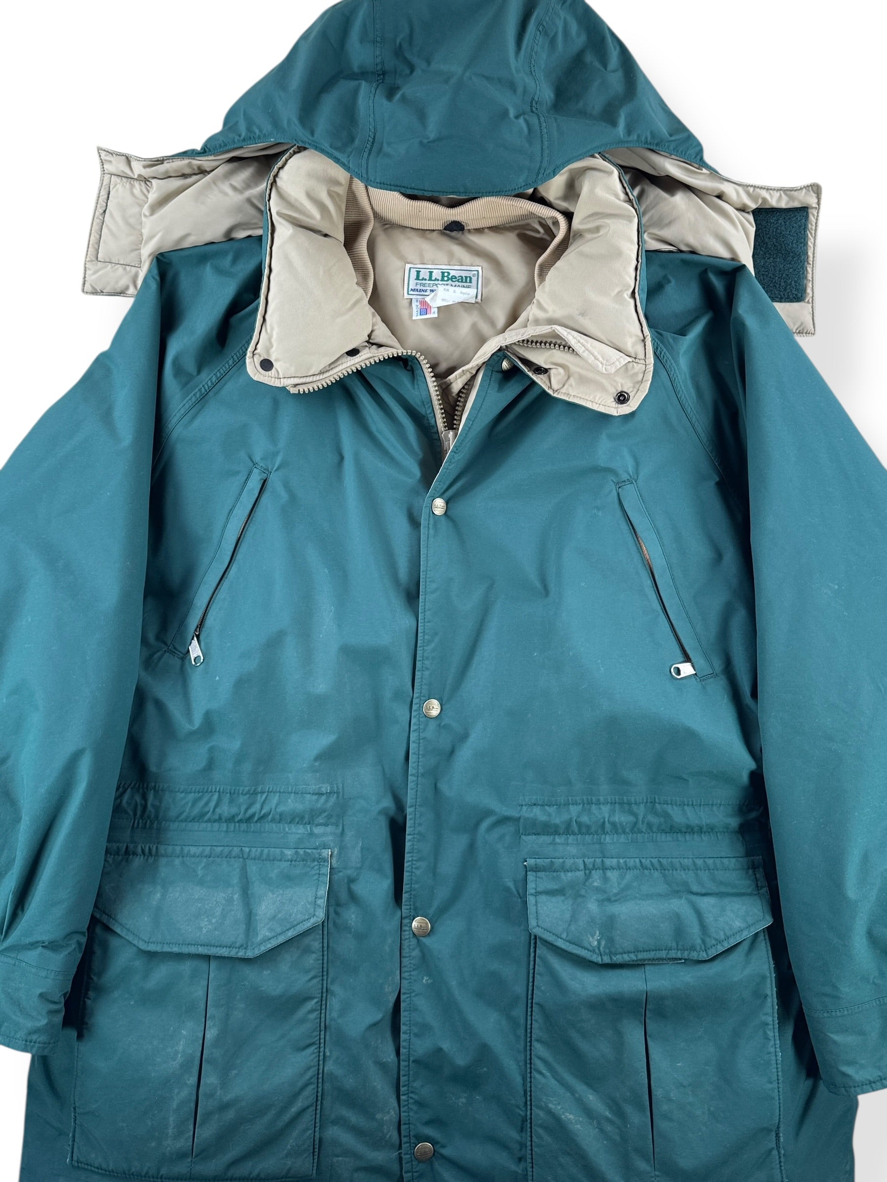 Front Close Up of Vintage L.L. Bean Maine Wardens Parka SZ XL