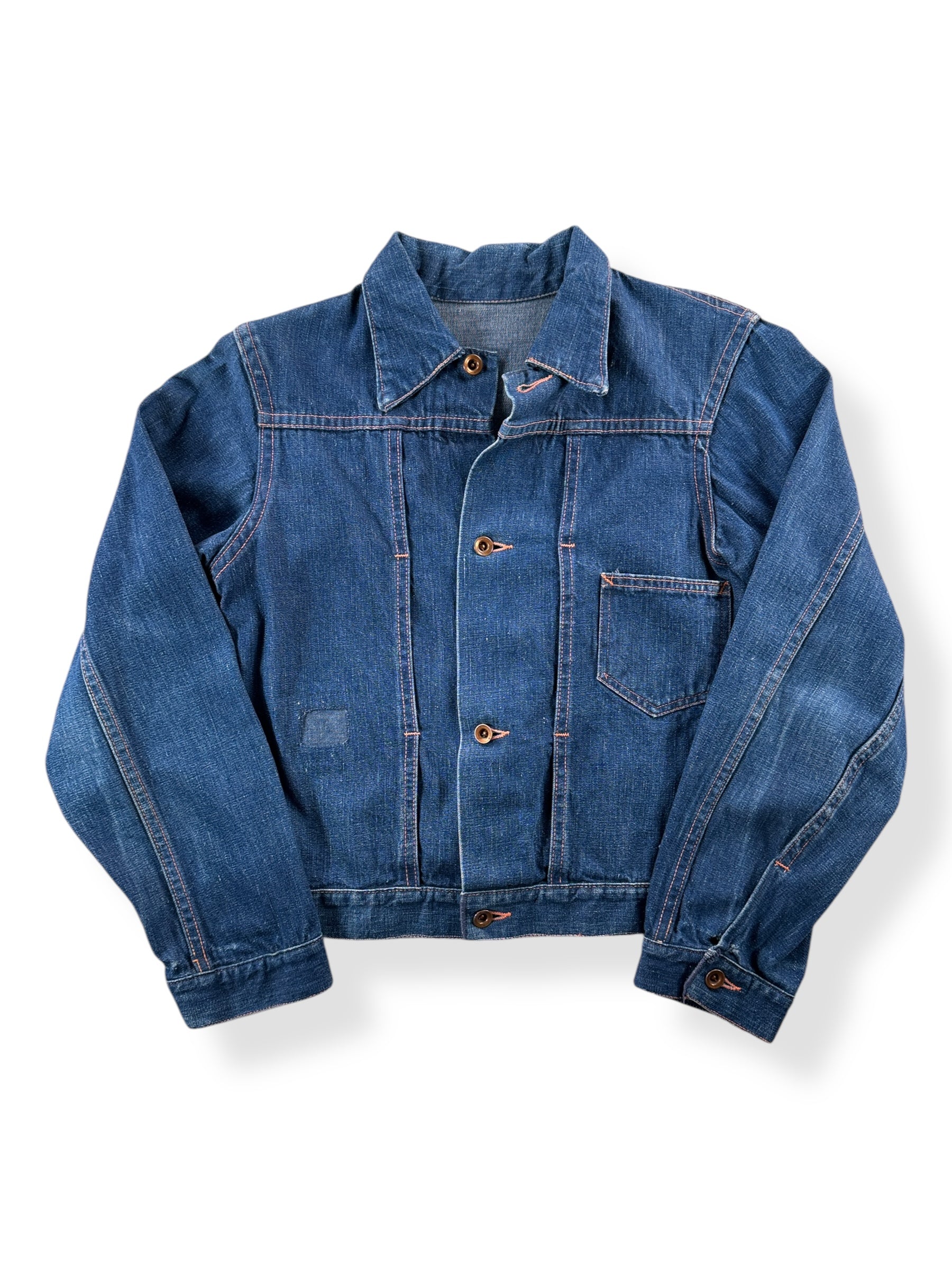 Front of Vintage Tiny 40s/50s Era Selvedge Denim Jacket SZ XS
