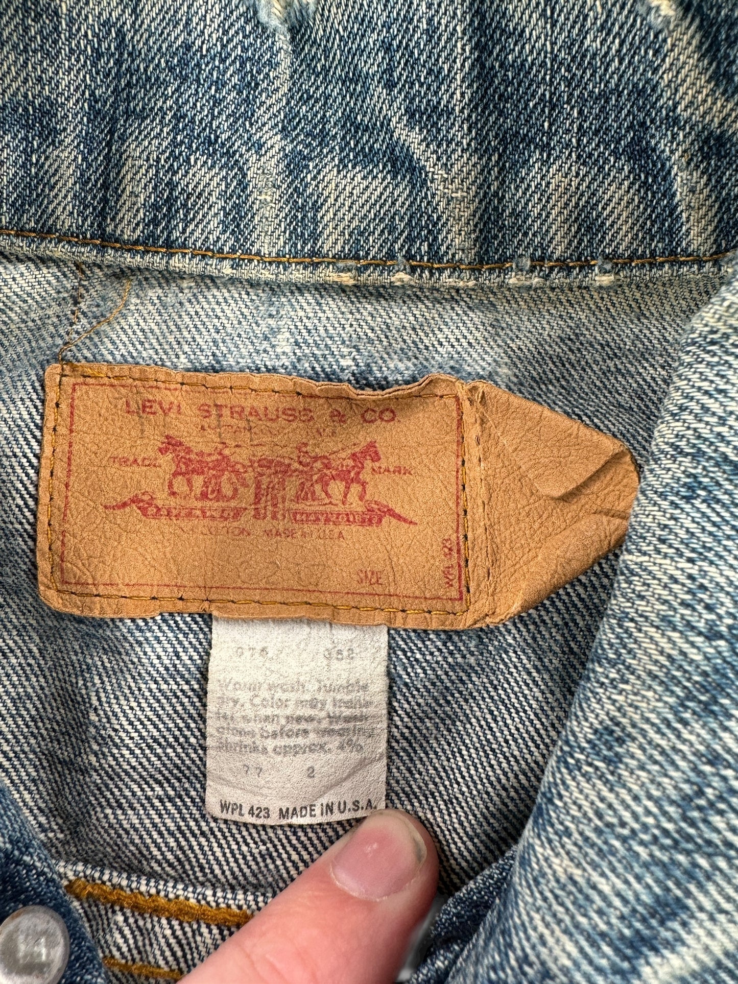 Tag on Vintage Levis 2 Pocket Trucker Jacket SZ S