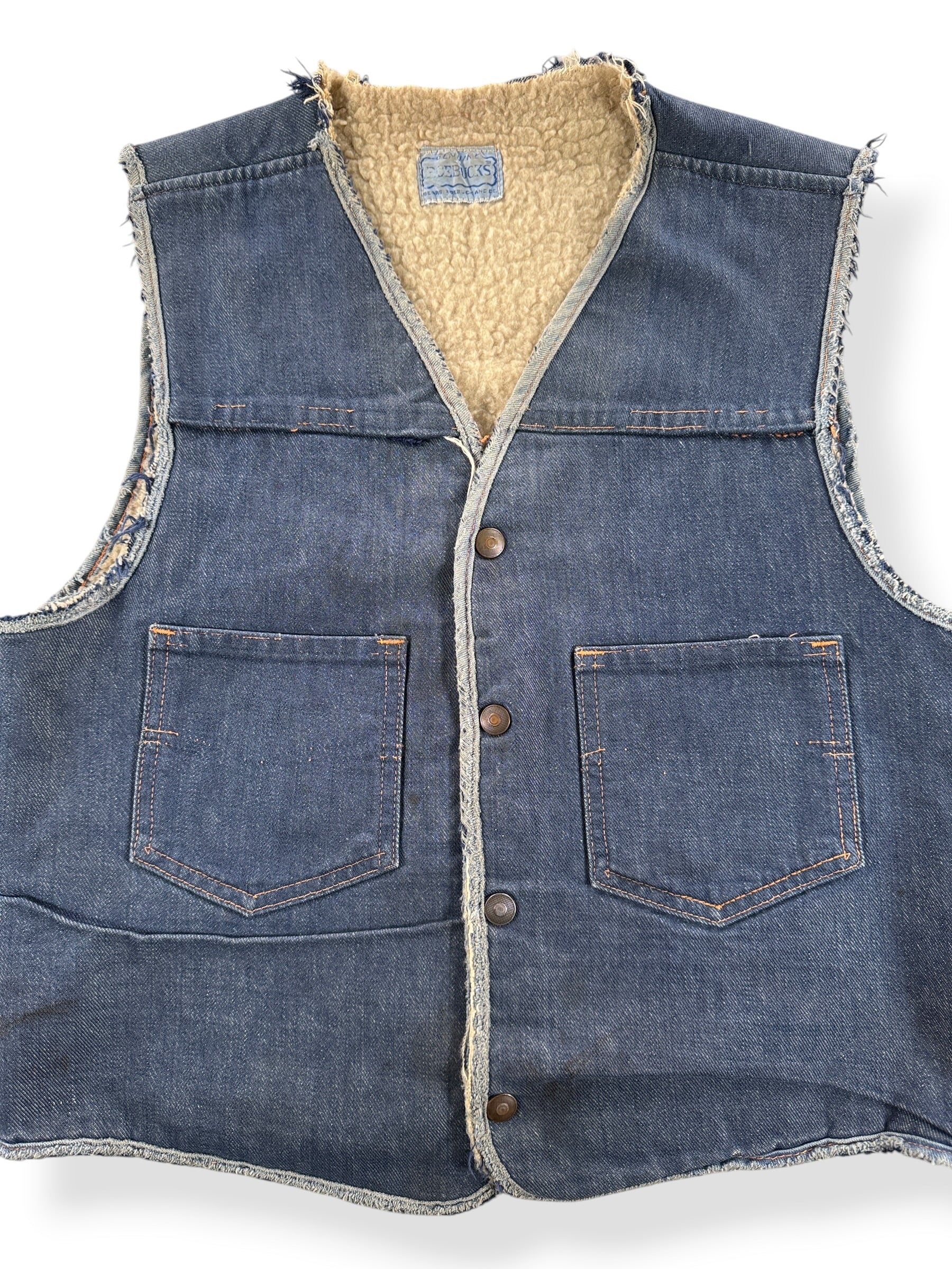 Front Close Up of Vintage 60s Roebucks Vest SZ S