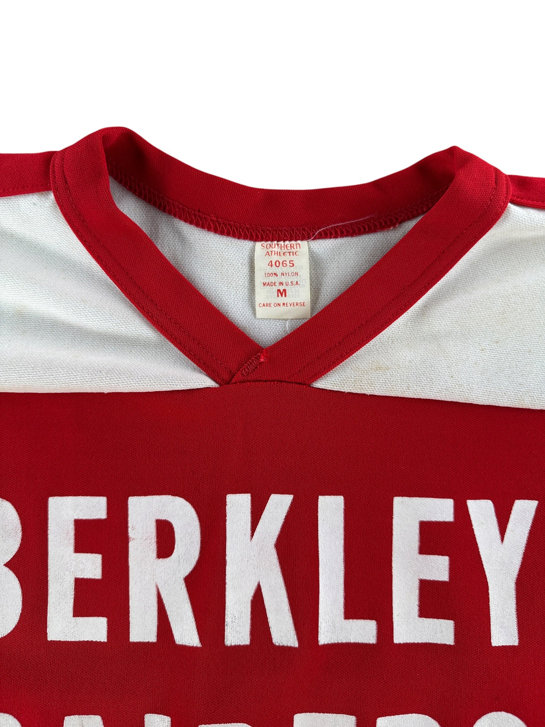 Collar on Vintage Southern Athletic Berkley Raiders Jersey SZ M (Fits S)