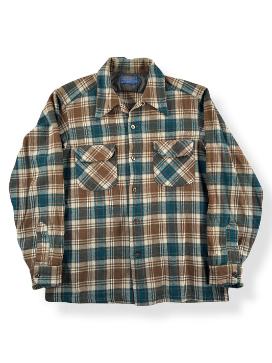 Front of Vintage Pendleton Green & Brown Board Shirt SZ M