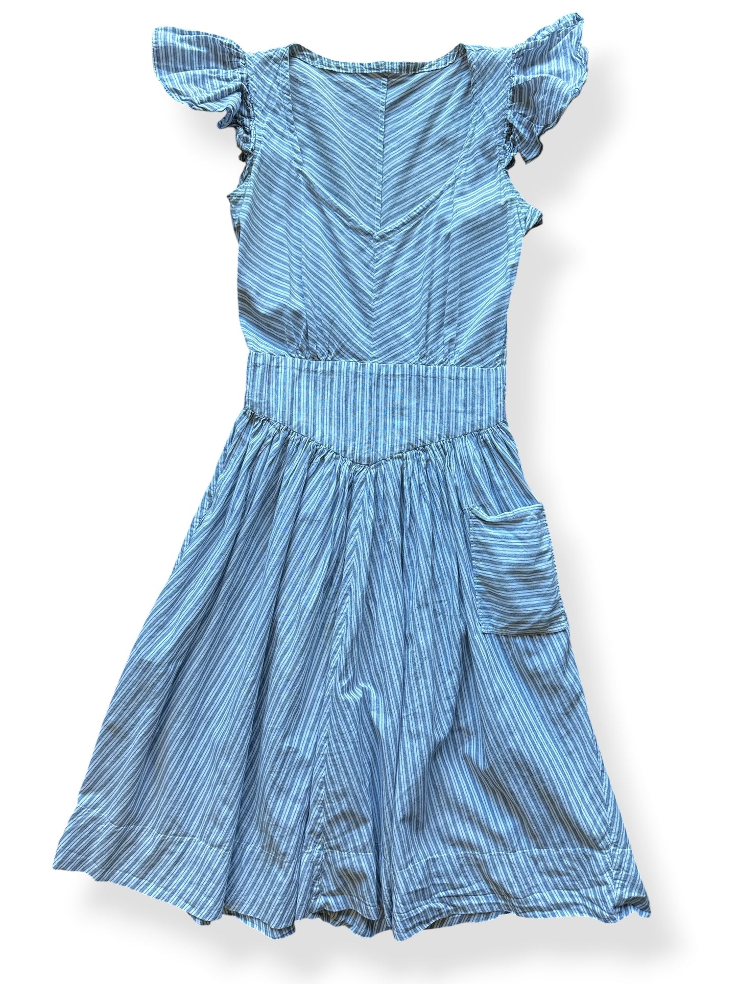 Front of Vintage Striped Flutter Sleeve Dress SZ S - AS IS