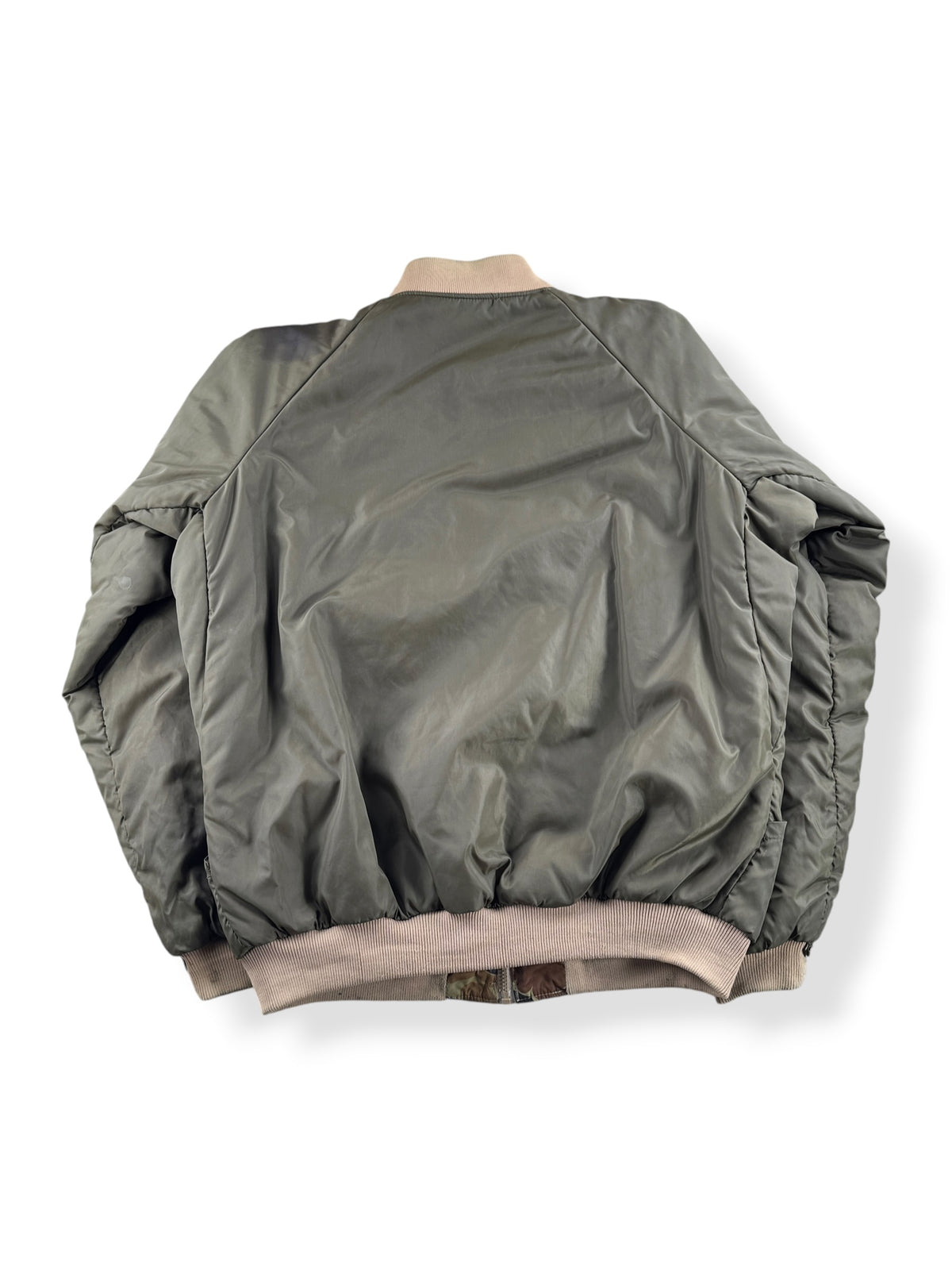 Back of inside out Vintage Columbia Reversible Hunting Bomber Jacket SZ L