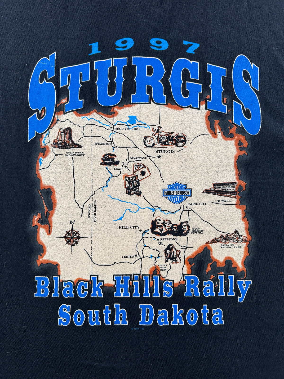 Back graphic on Vintage '97 Sturgis Tee SZ XL