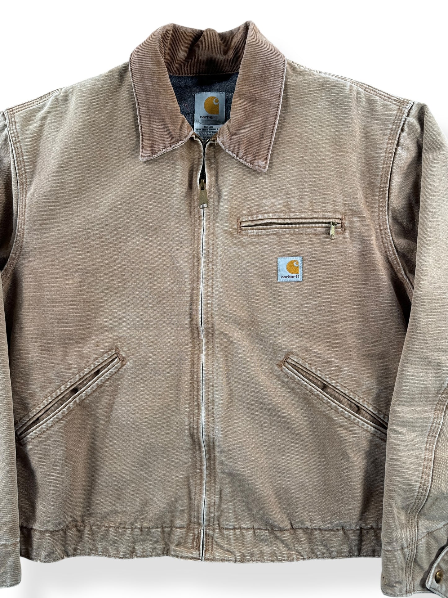 Front Close Up of Vintage Brown Carhartt Detroit Jacket SZ 44 