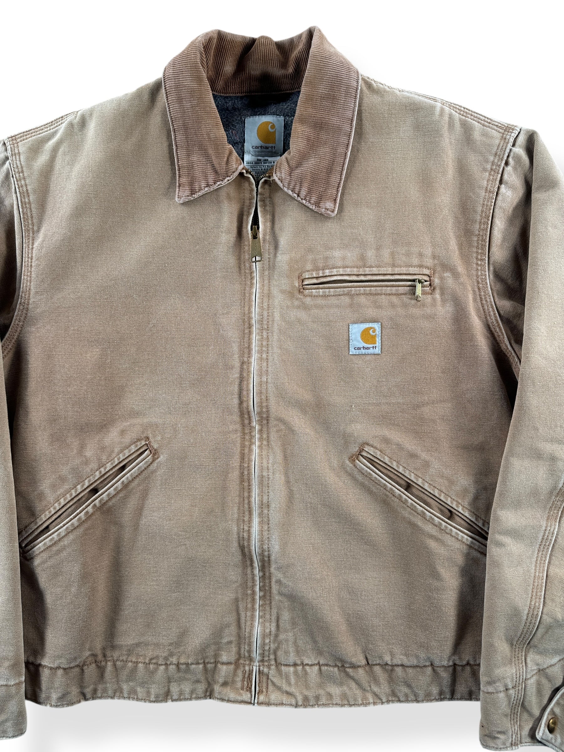 Front Close Up of Vintage Brown Carhartt Detroit Jacket SZ 44 