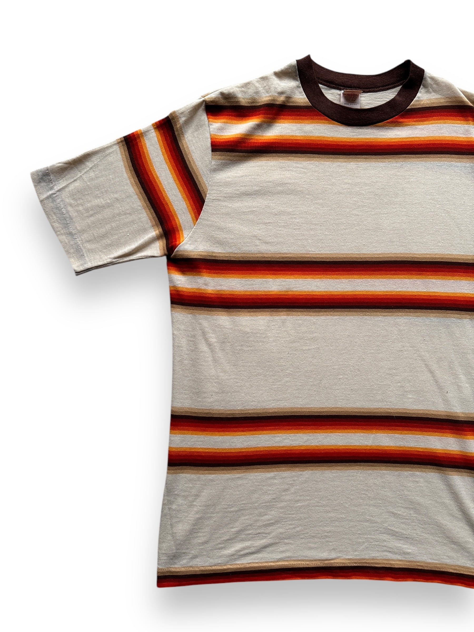 front right of Vintage 70s Jantzen Striped Cotton Tee Size M