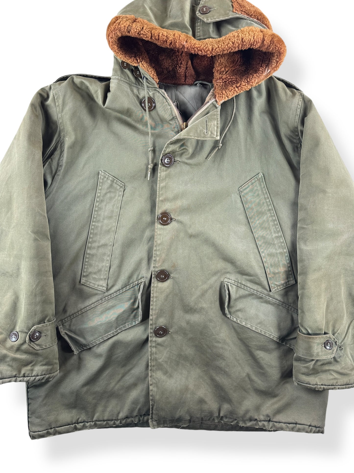 Front Close Up of Vintage 50s Civilian B-9 Parka SZ XL/XXL