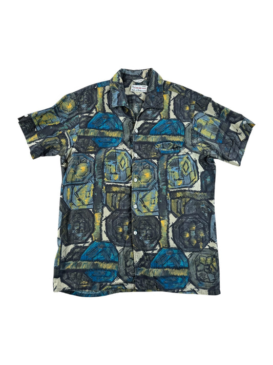 Front of Vintage Duke of Hollywood Cotton Aloha Shirt SZ M