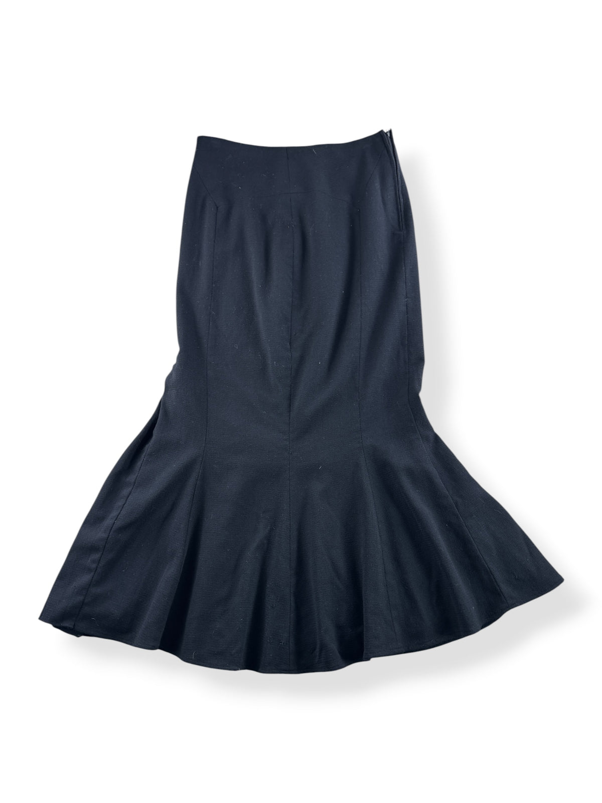 Front of Vintage Black Wool Fit and Flare Skirt W28