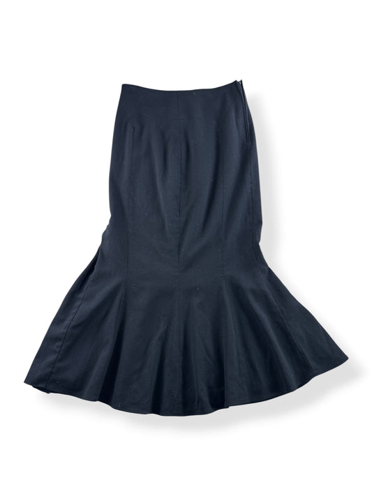 Front of Vintage Black Wool Fit and Flare Skirt W28