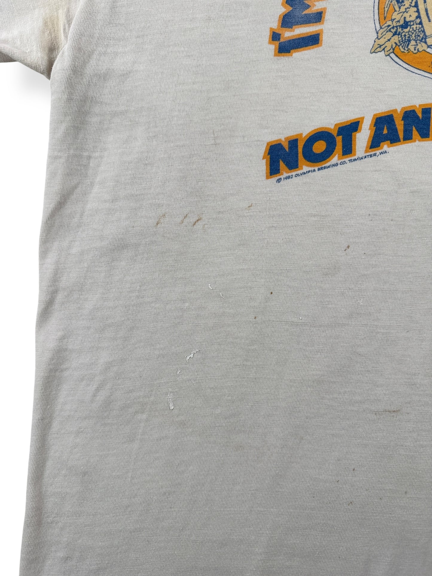Stain on Vintage 1982 Olympia Capital City Marathon Thrasher Tee SZ L