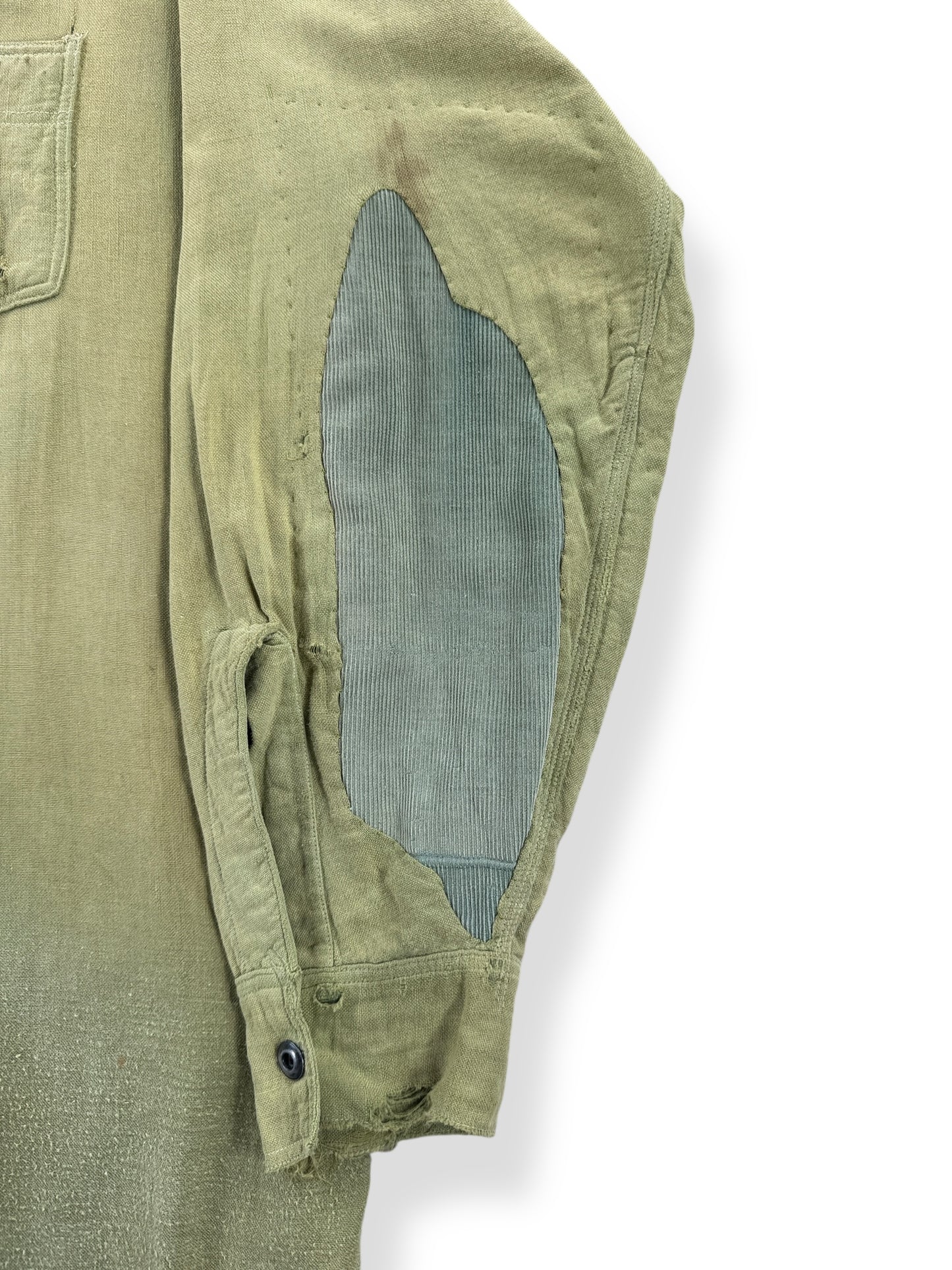 Repair on Vintage 5 Brothers Hand Repaired Chartreuse Chinstrap Shirt SZ M