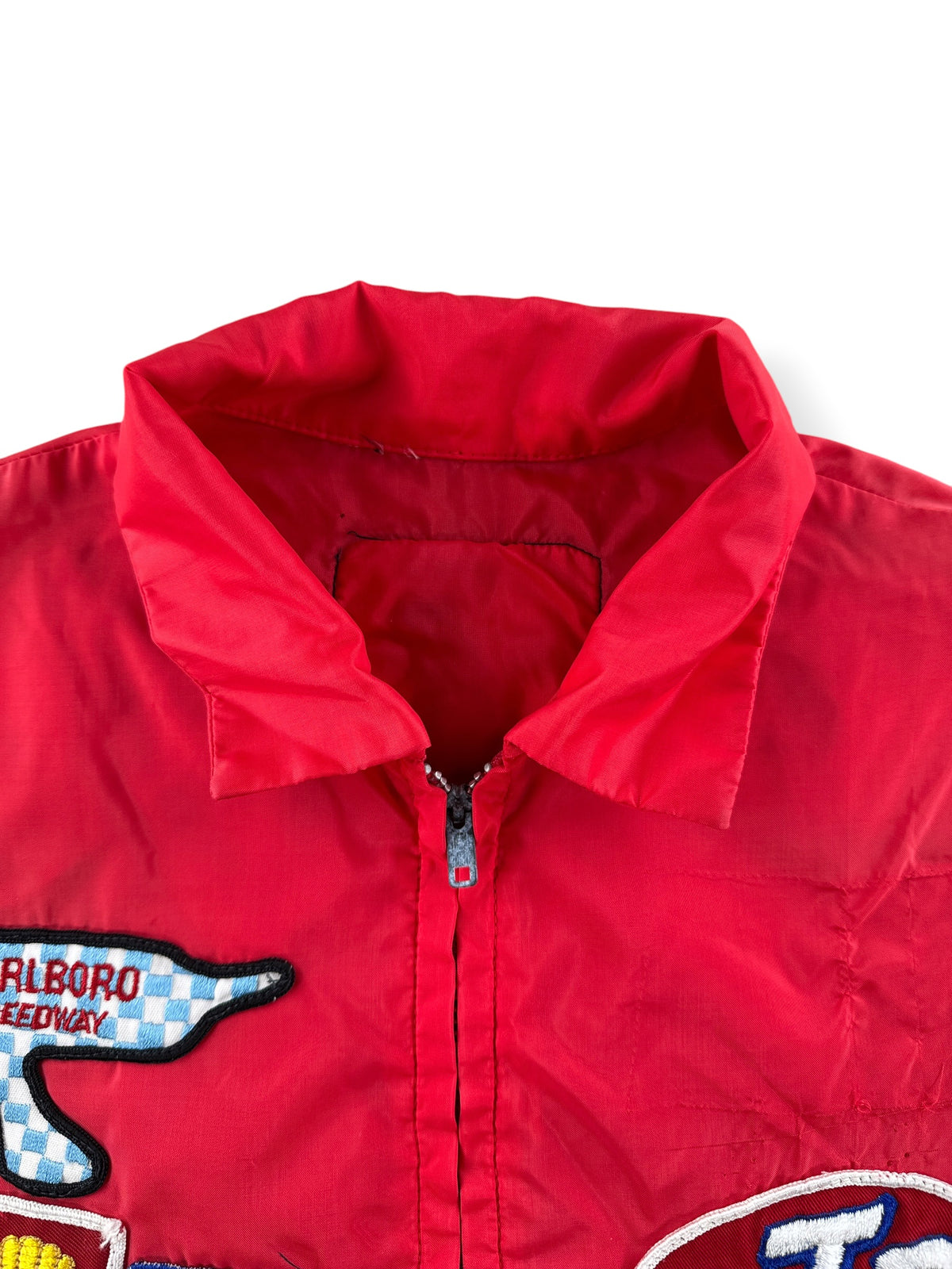 Collar on Vintage 60s/70s Racing Patch Windbreaker Jacket SZ S