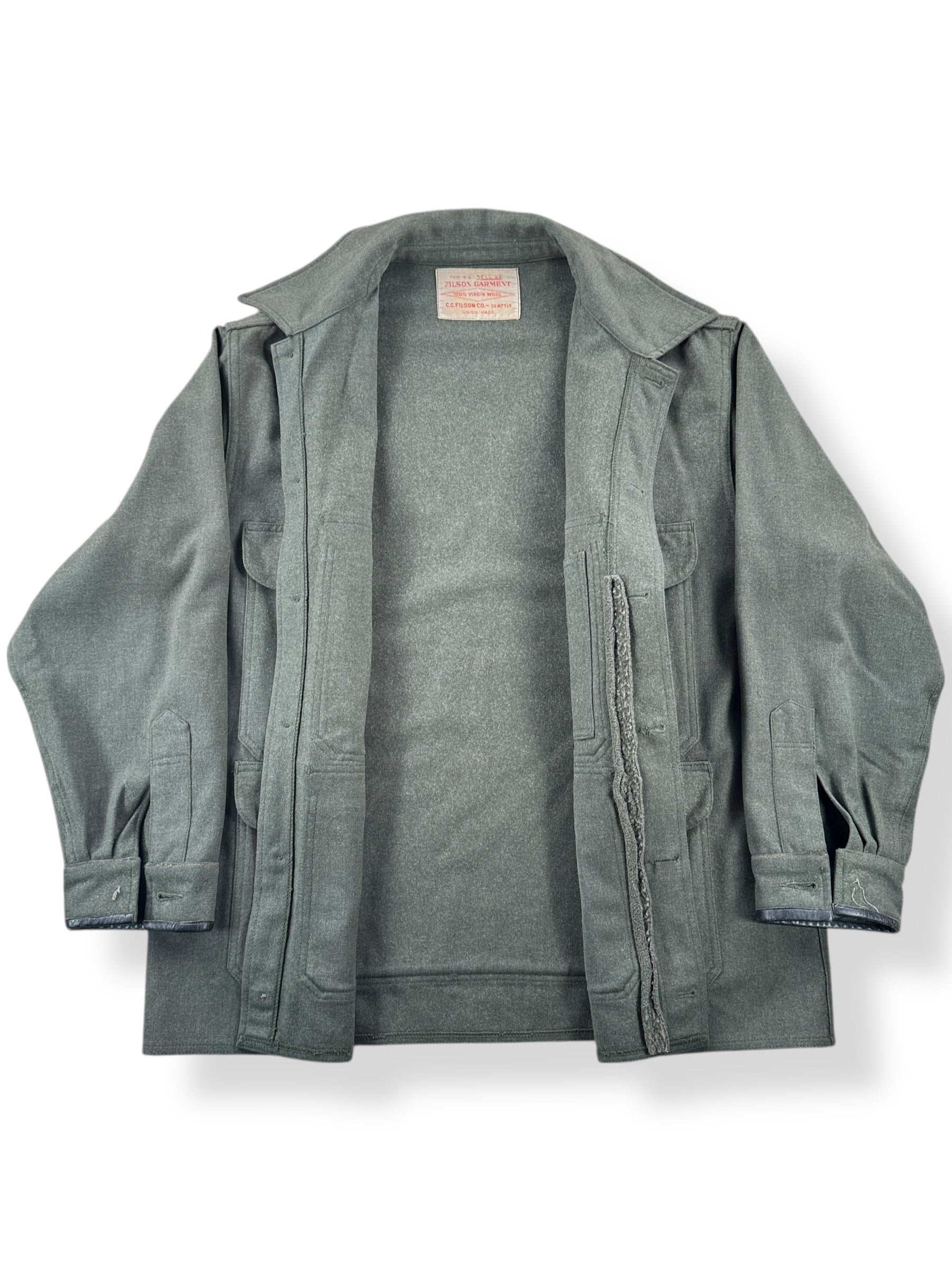 Inside of Vintage Filson Union Made Forestry Cloth Cruiser SZ 44