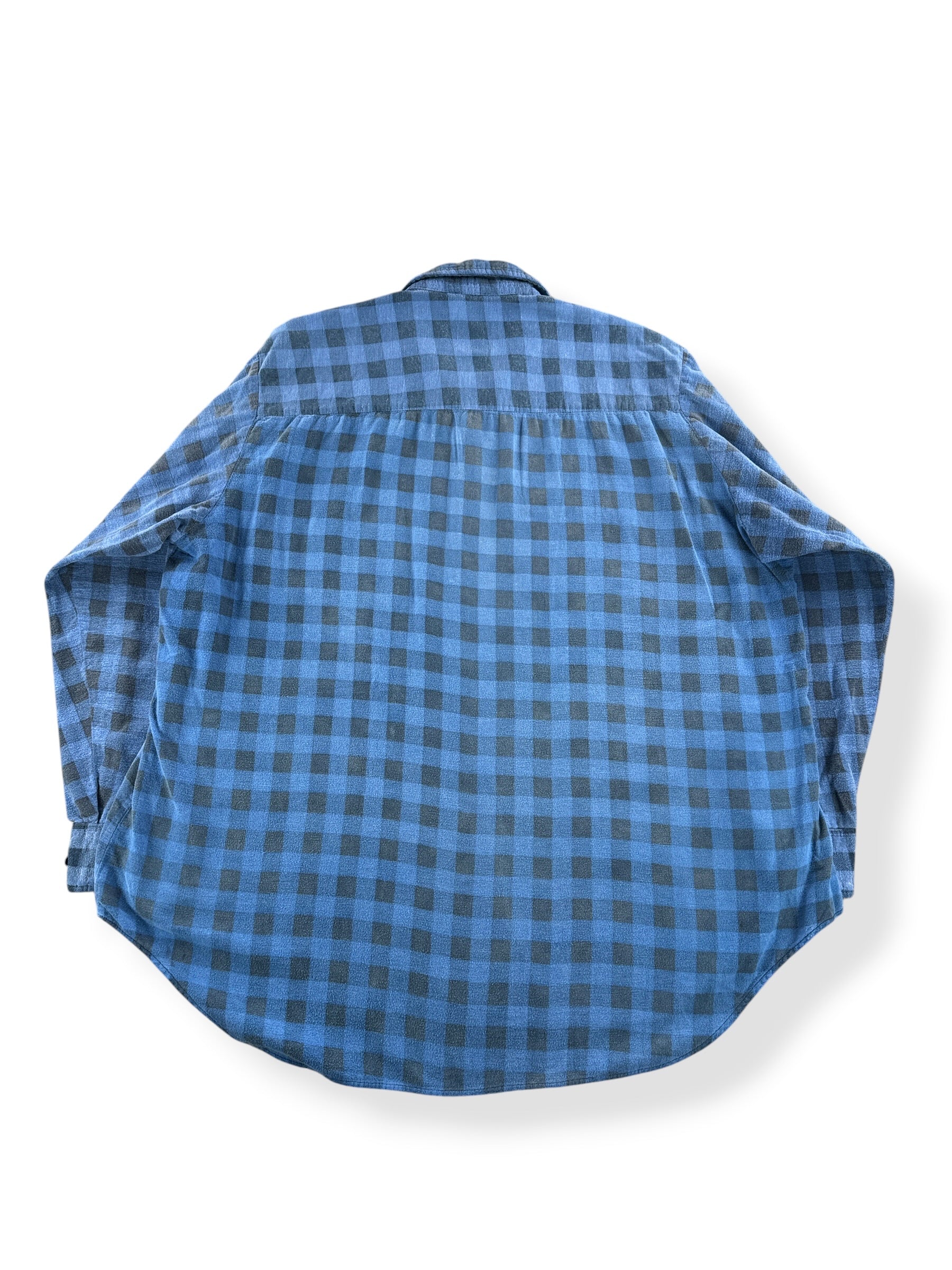 Back of Vintage Dickies Faded Blue Printed Cotton Flannel SZ XL