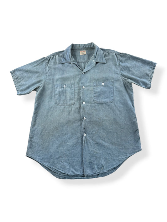 Front of Vintage 1960s Big Mac Penney's Sanforized Chambray Shirt SZ XL
